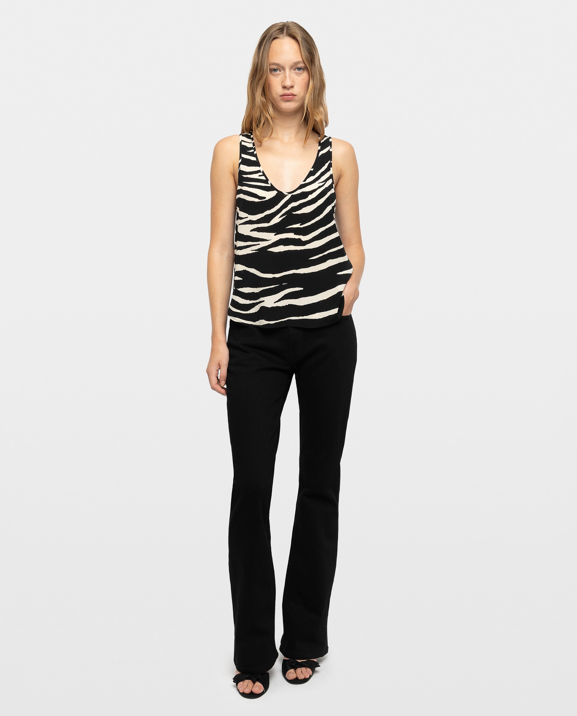 Camiseta de tirantes de mujer de viscosa estampada - Zadig & Voltaire - Negro Negro-3