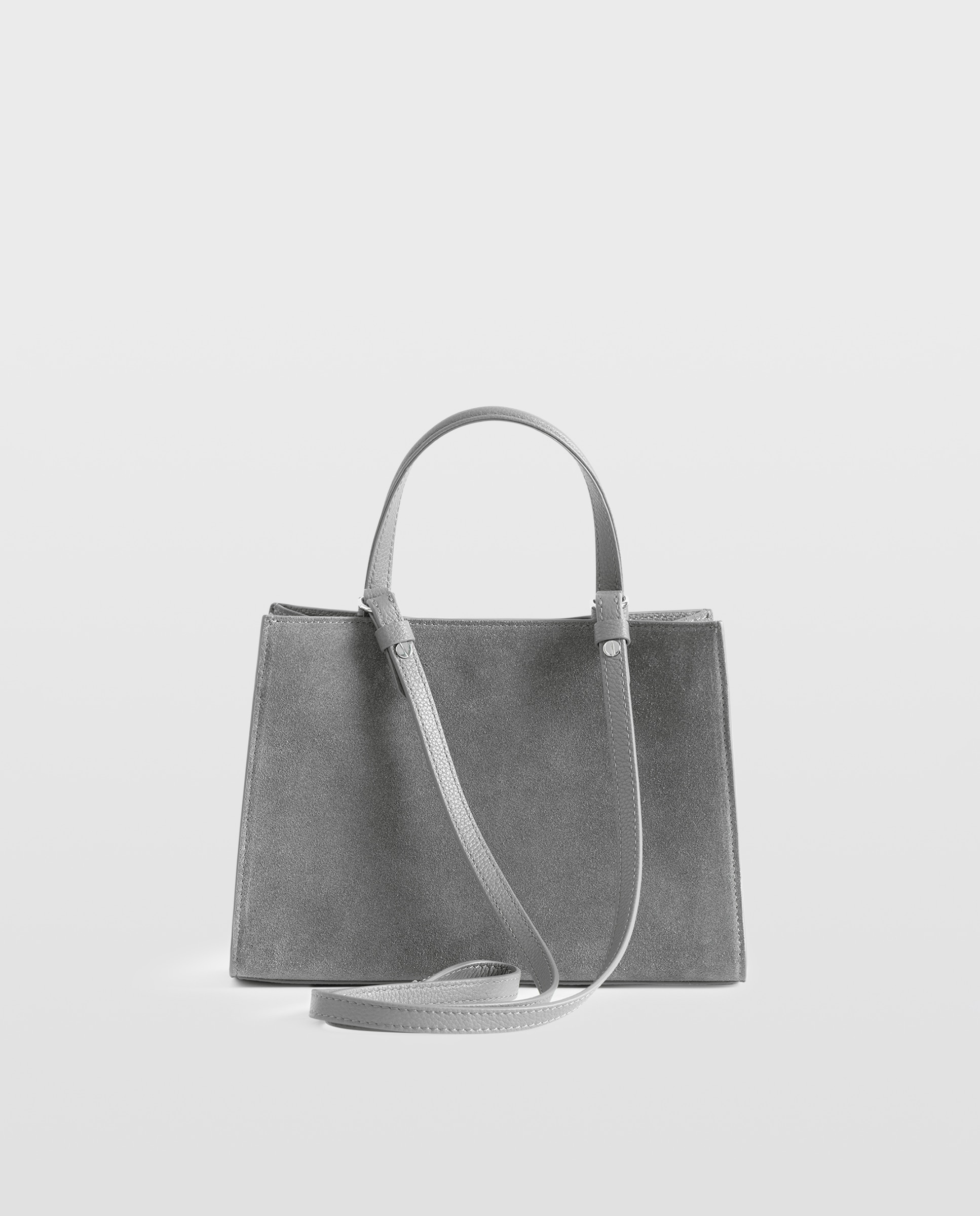 Bolso de mano mini de ante con cierre y correa ajustable - Zadig & Voltaire - Gris Gris-6