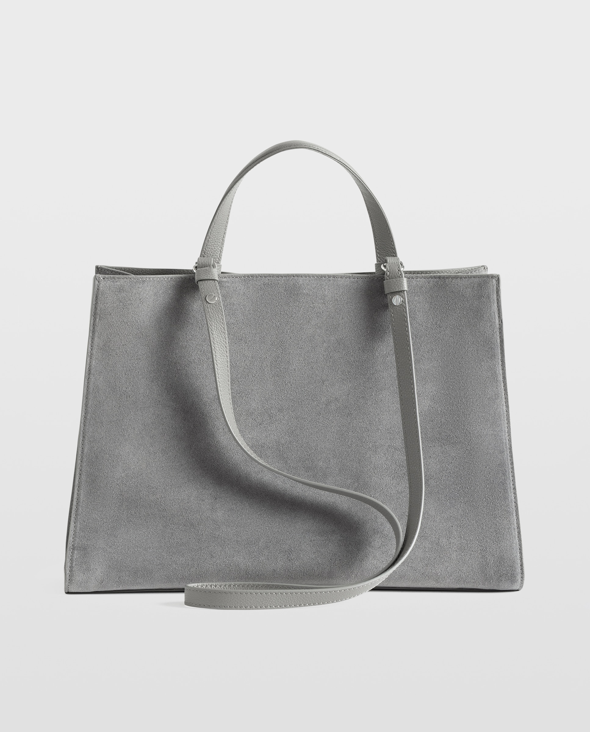 Bolso de mano de ante con cierre distintivo y multiposición - Zadig & Voltaire - Gris Gris-3
