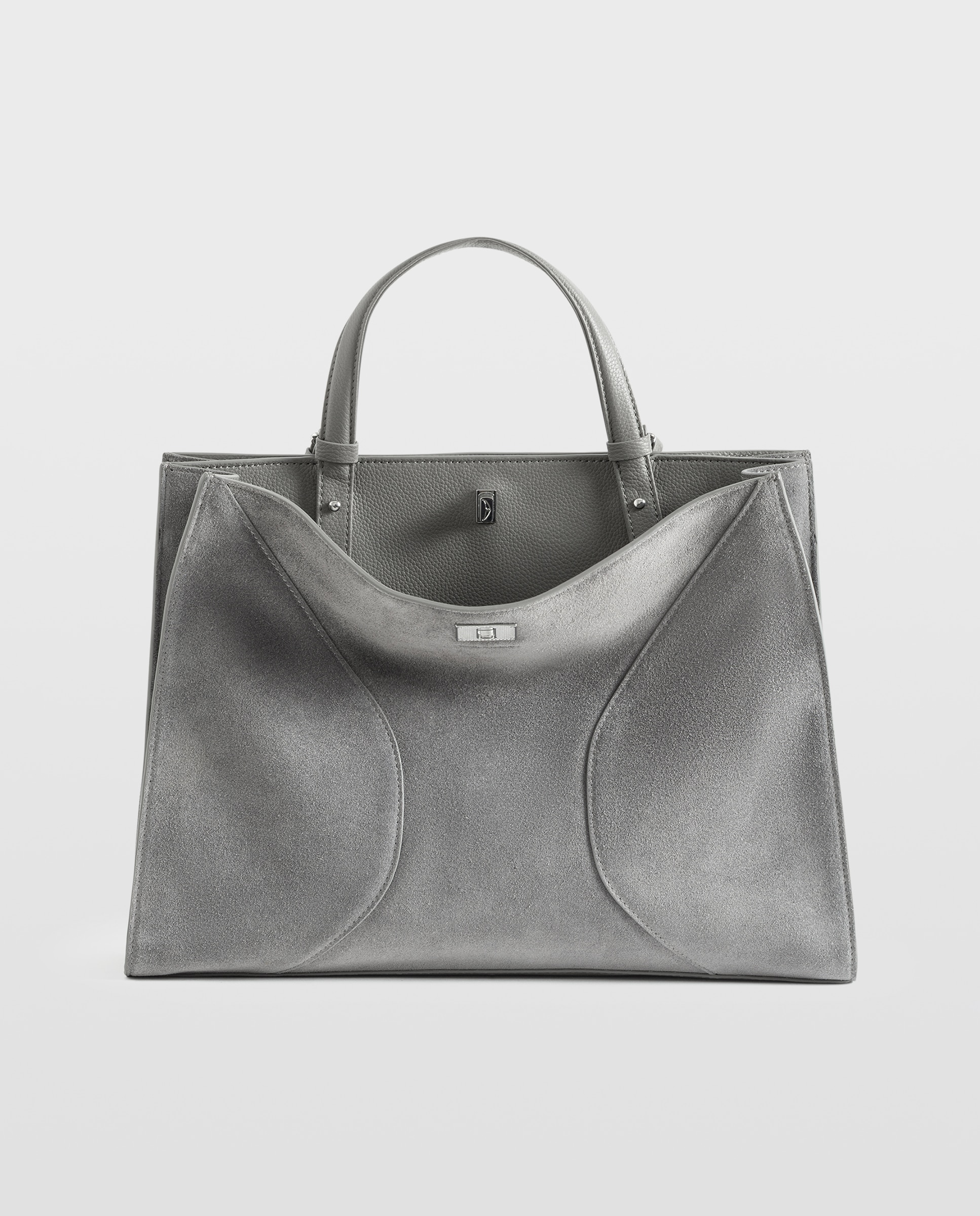 Bolso de mano de ante con cierre distintivo y multiposición - Zadig & Voltaire - Gris Gris-5