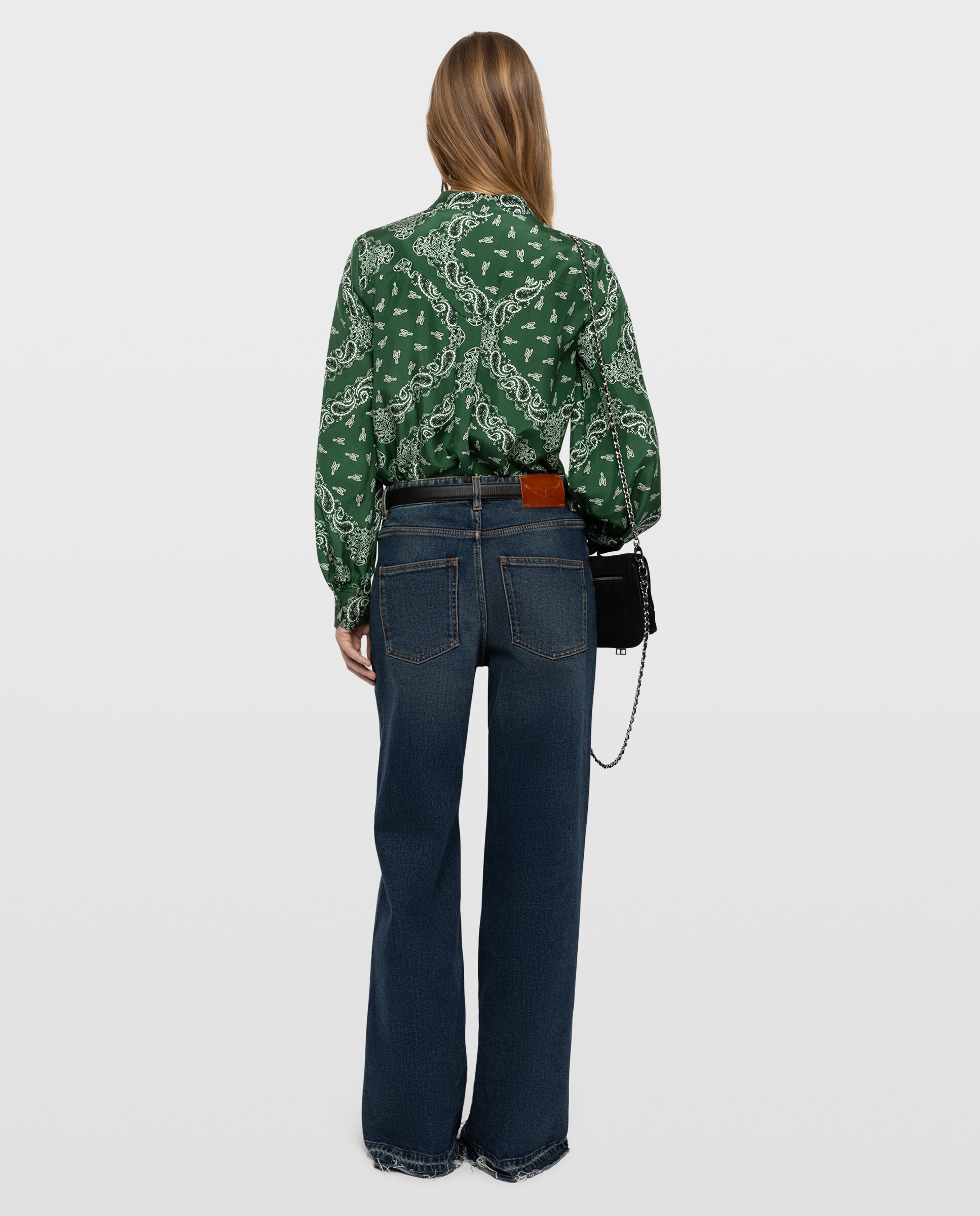 Camisa de mujer estampada 100% seda de manga larga - Zadig & Voltaire - Verde Verde-2