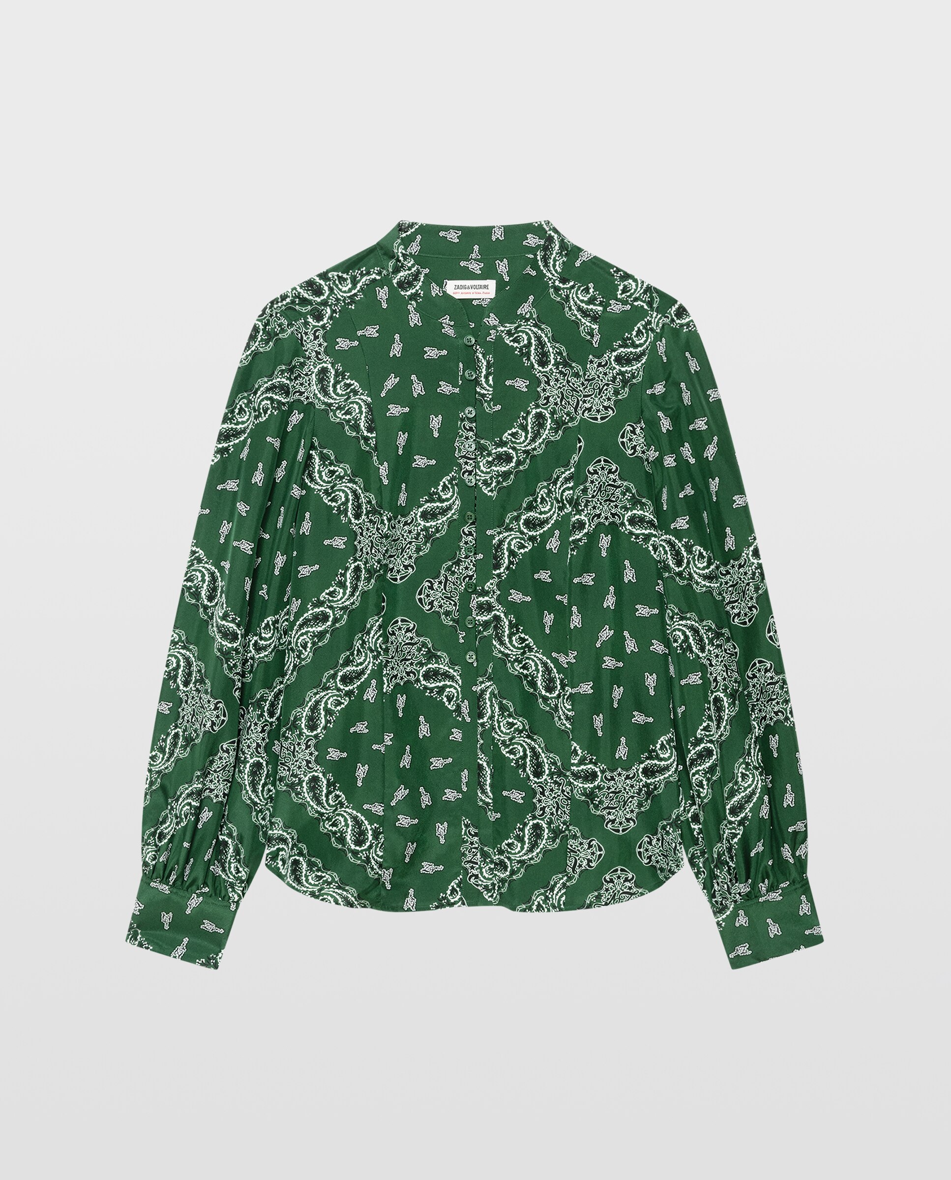 Camisa de mujer estampada 100% seda de manga larga - Zadig & Voltaire - Verde Verde-6