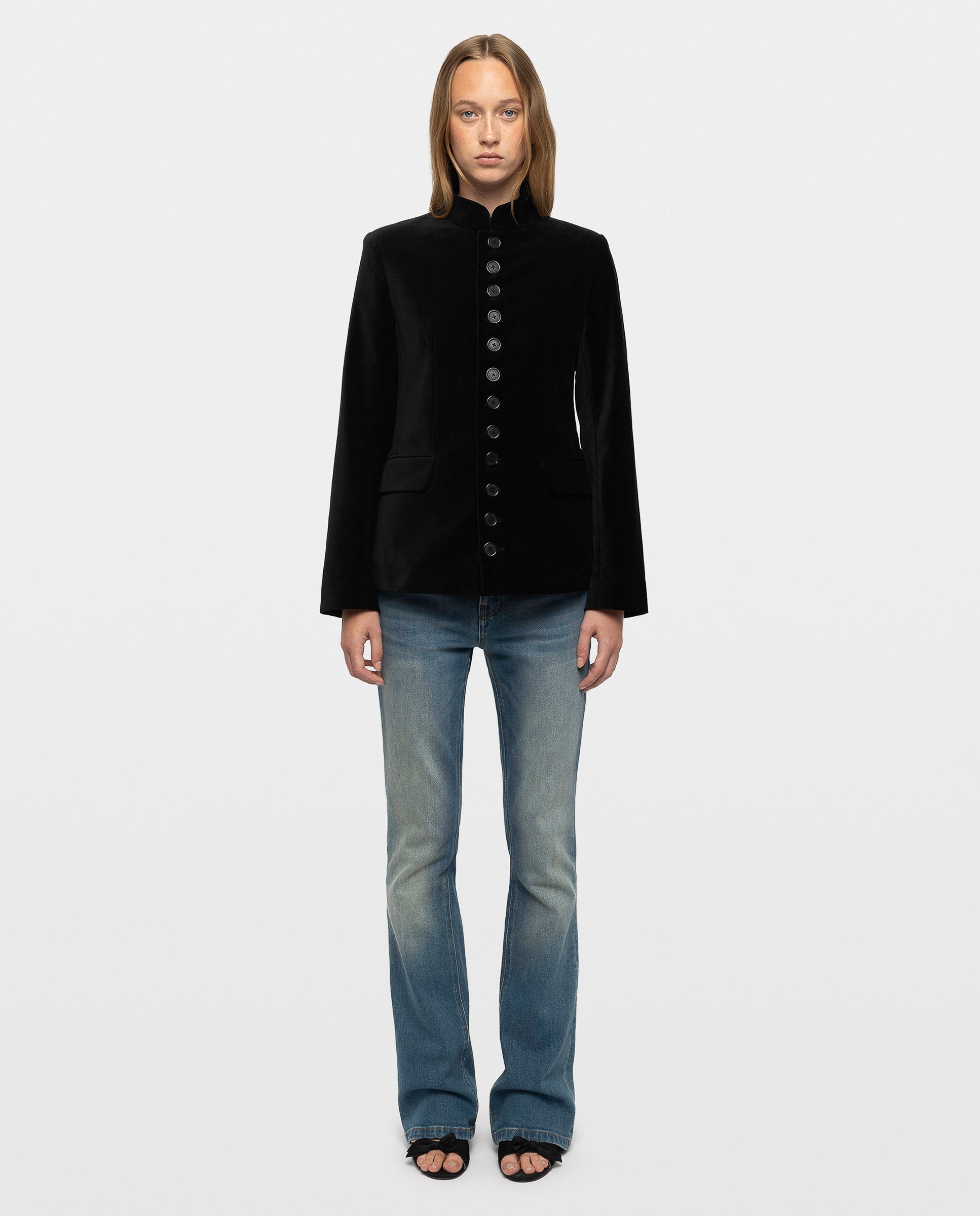 Chaqueta de sastre de mujer de terciopelo con cuello mao - Zadig & Voltaire - Negro Negro-3
