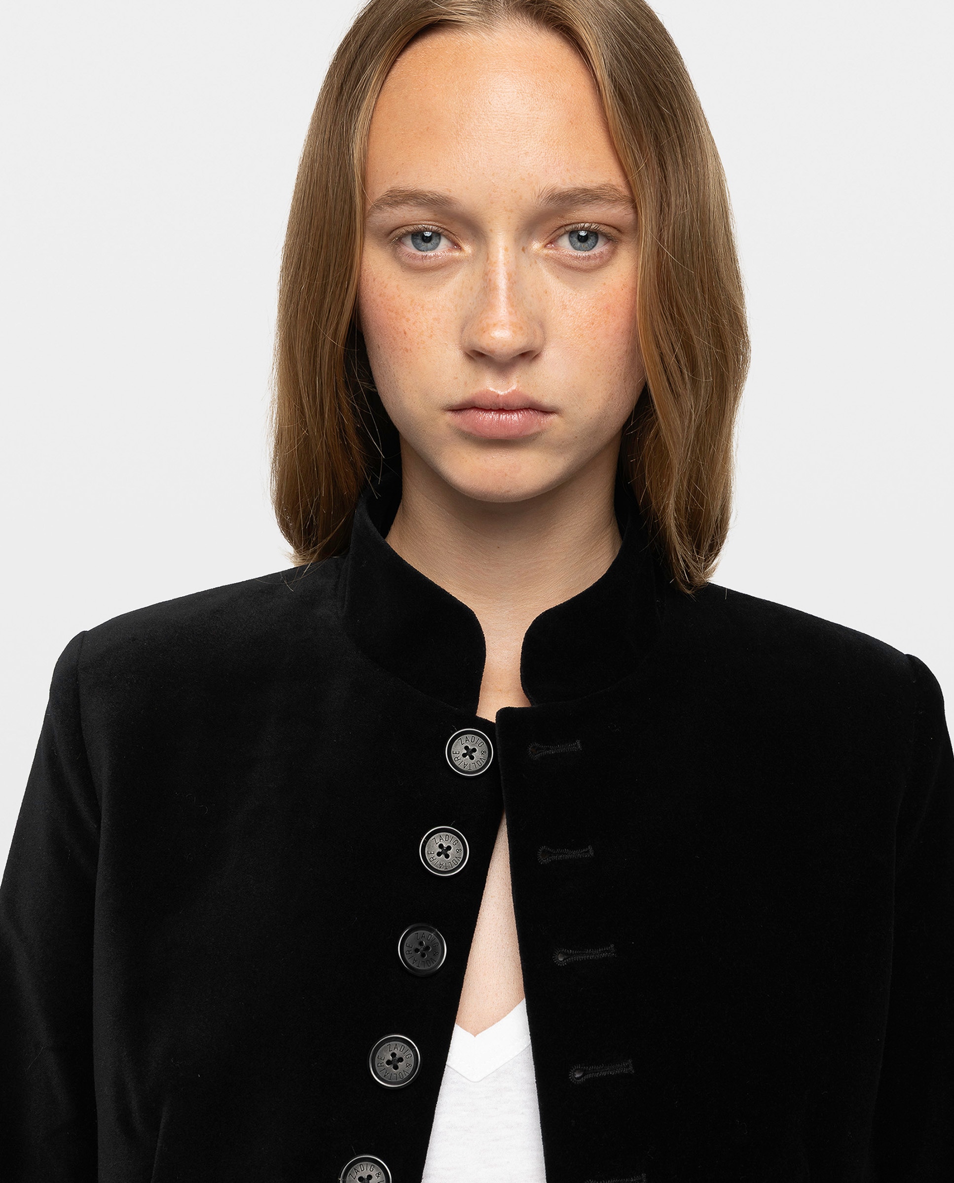 Chaqueta de sastre de mujer de terciopelo con cuello mao - Zadig & Voltaire - Negro Negro-4