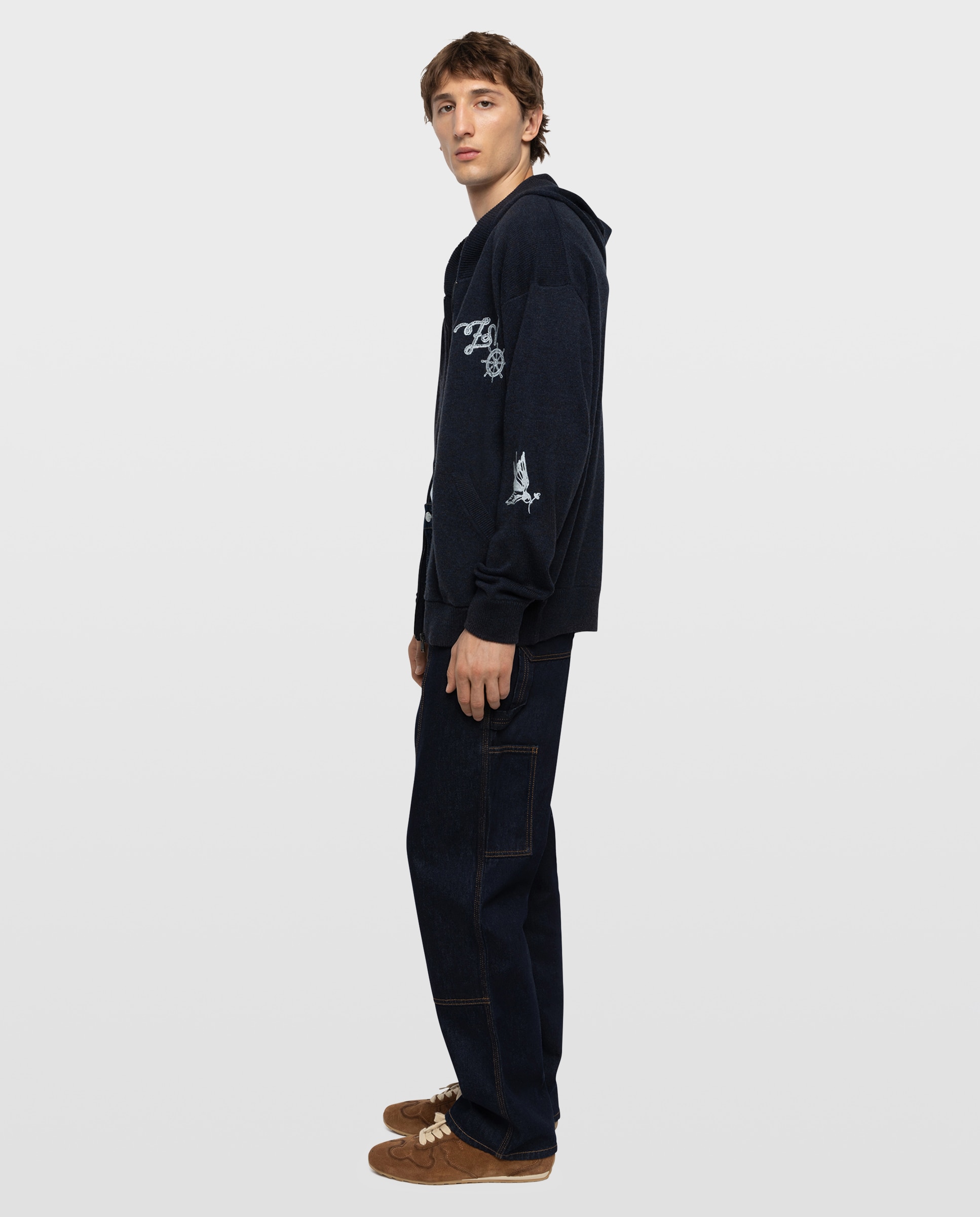 Cárdigan de hombre con capucha y cremallera - Zadig & Voltaire - Azul marino Azul marino-3