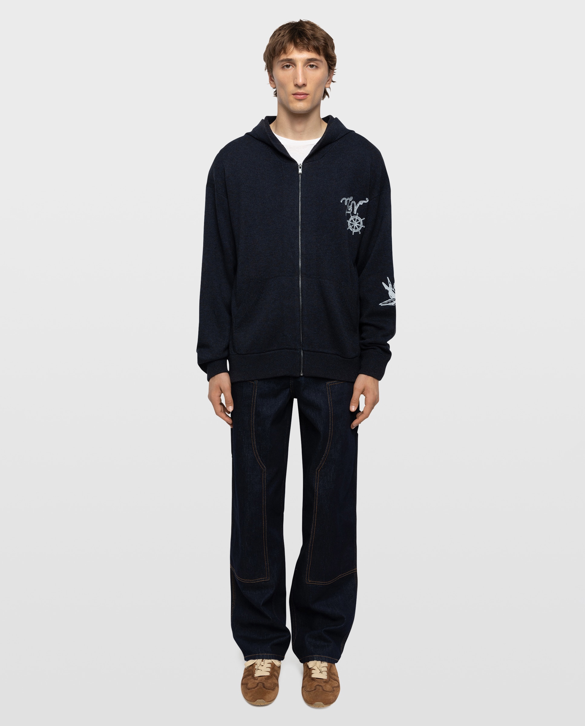 Cárdigan de hombre con capucha y cremallera - Zadig & Voltaire - Azul marino Azul marino-4