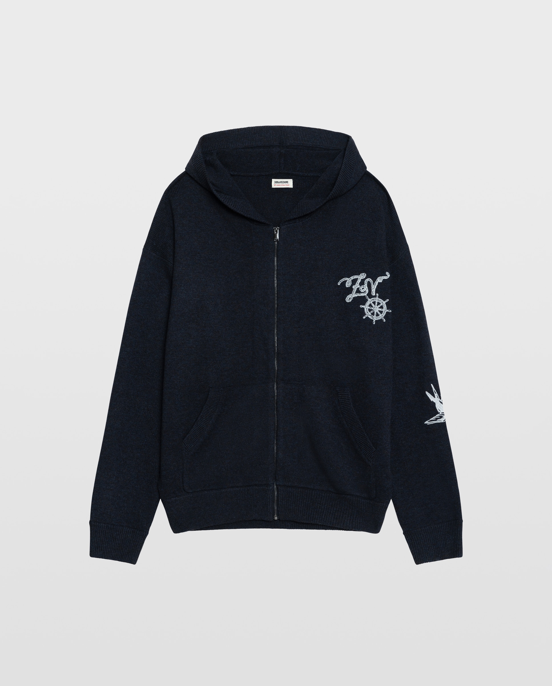 Cárdigan de hombre con capucha y cremallera - Zadig & Voltaire - Azul marino Azul marino-5