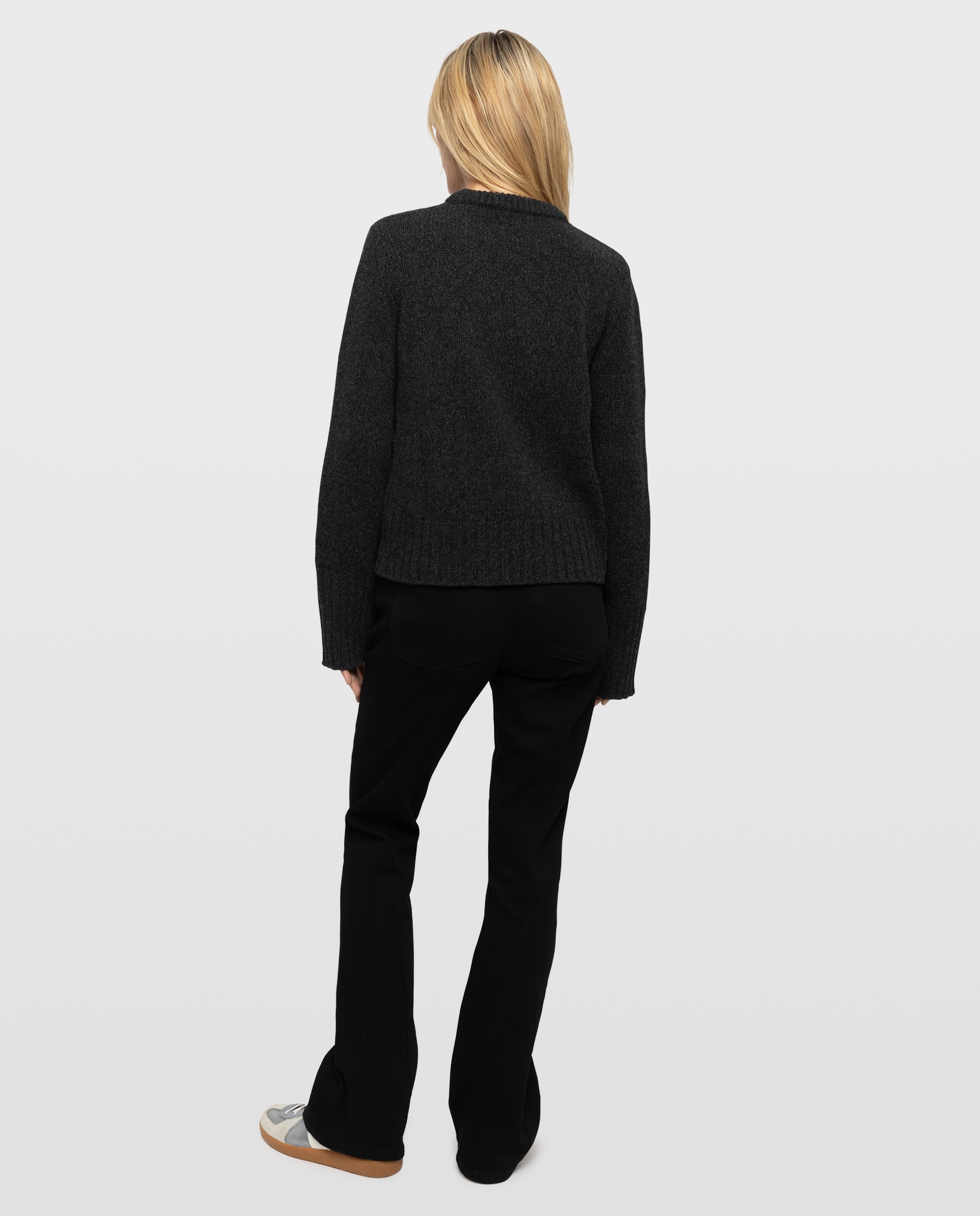 Jersey de mujer 100% lana merino de mangas largas y cuello redondo - Zadig & Voltaire - Gris oscuro Gris oscuro-2