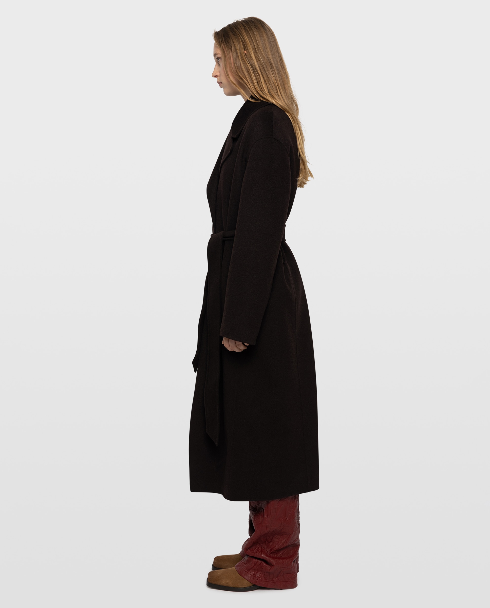 Abrigo de mujer de paño largo estilo bata doble faz con cinturón - Zadig & Voltaire - Marrón Marrón-2