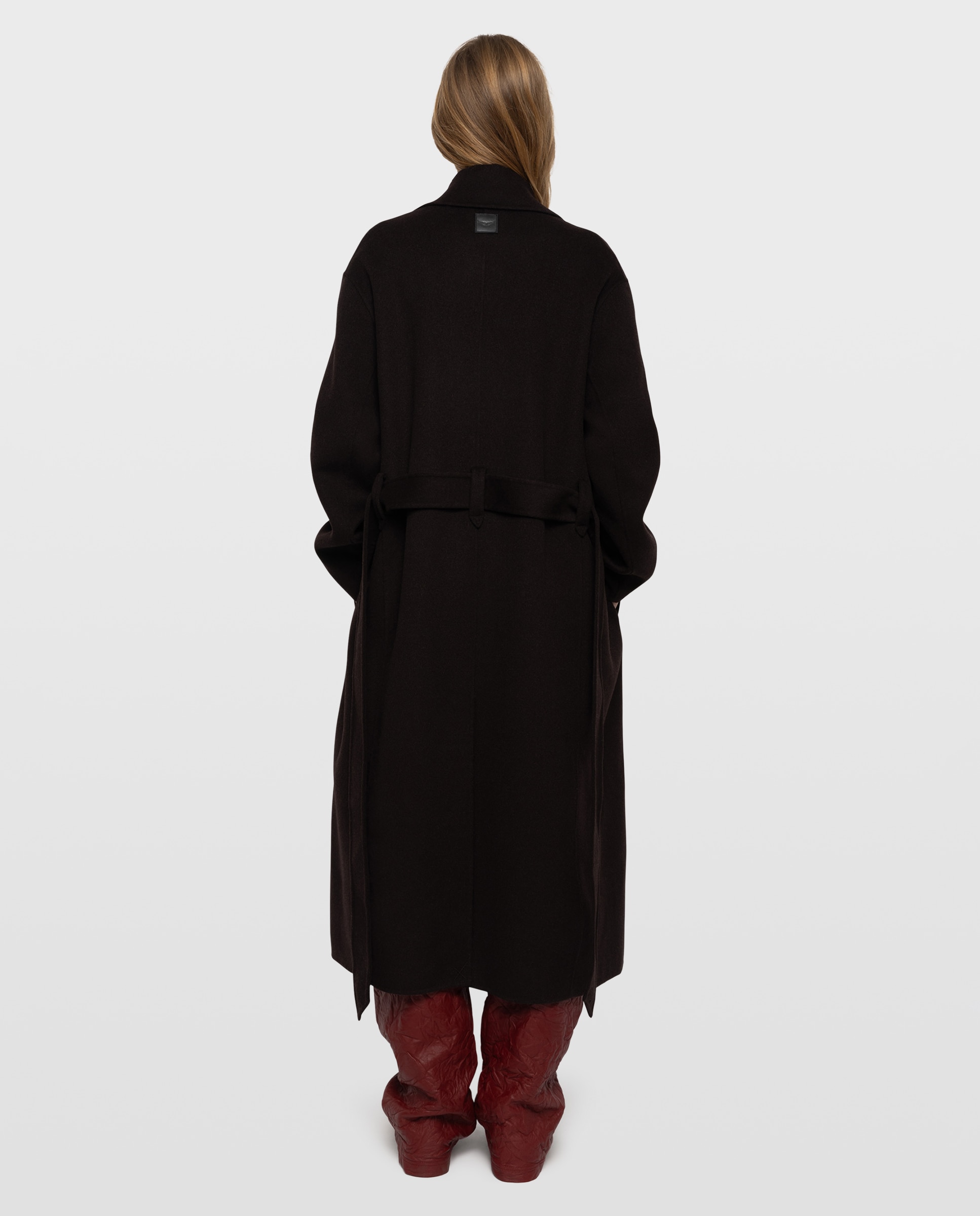 Abrigo de mujer de paño largo estilo bata doble faz con cinturón - Zadig & Voltaire - Marrón Marrón-3