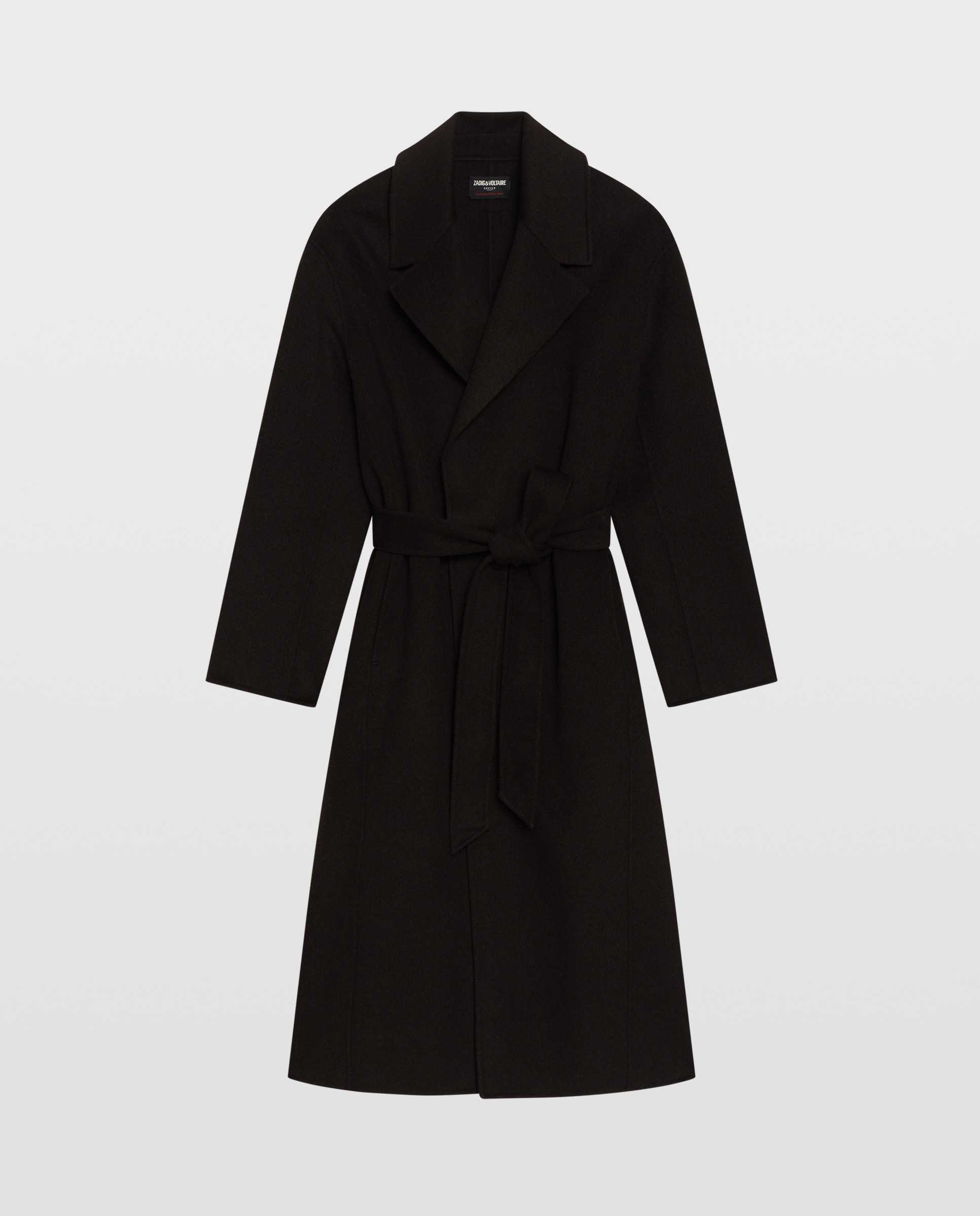 Abrigo de mujer de paño largo estilo bata doble faz con cinturón - Zadig & Voltaire - Marrón Marrón-7