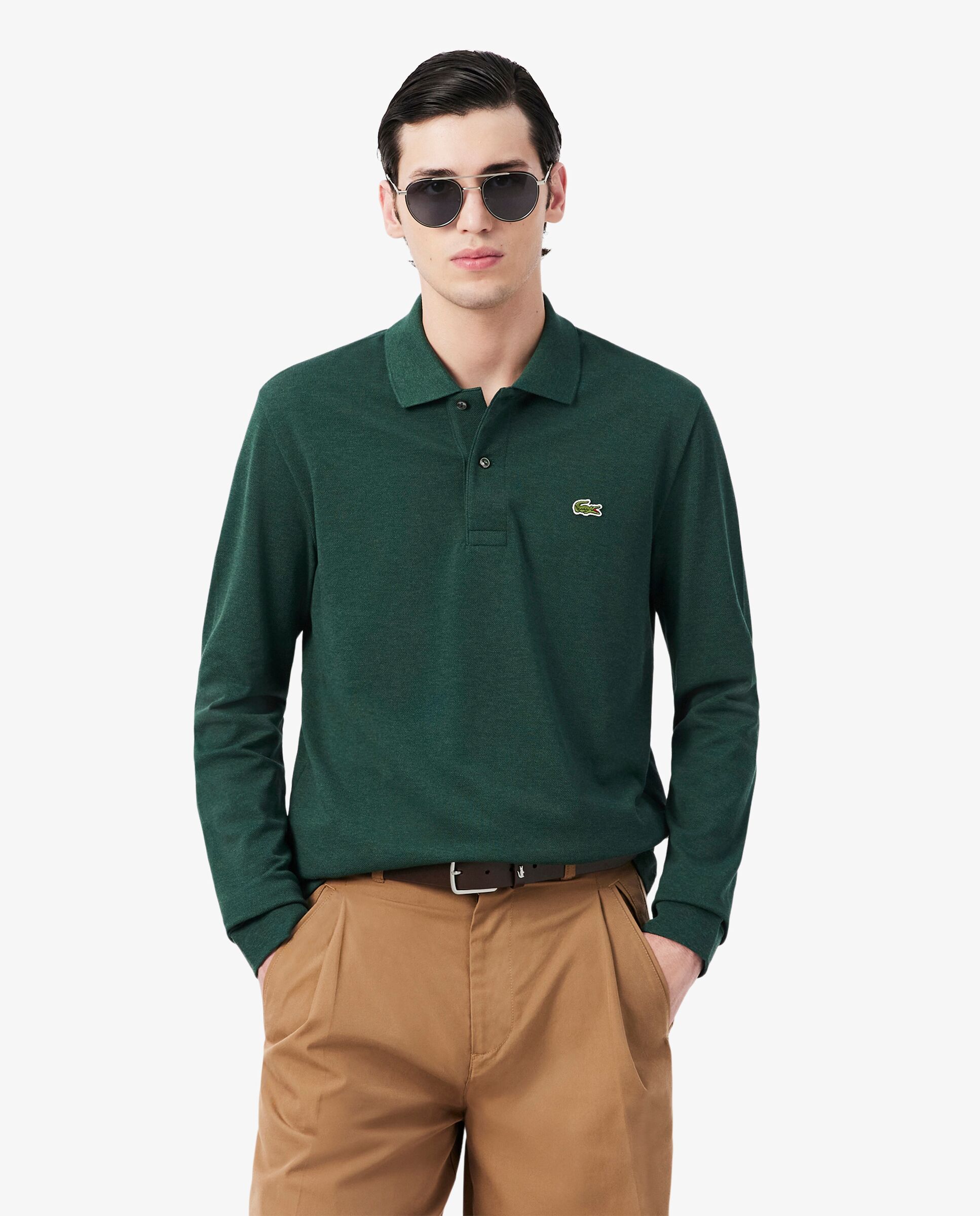 Polo de hombre de corte clásico de manga larga - Lacoste - Verde oscuro Verde oscuro-1