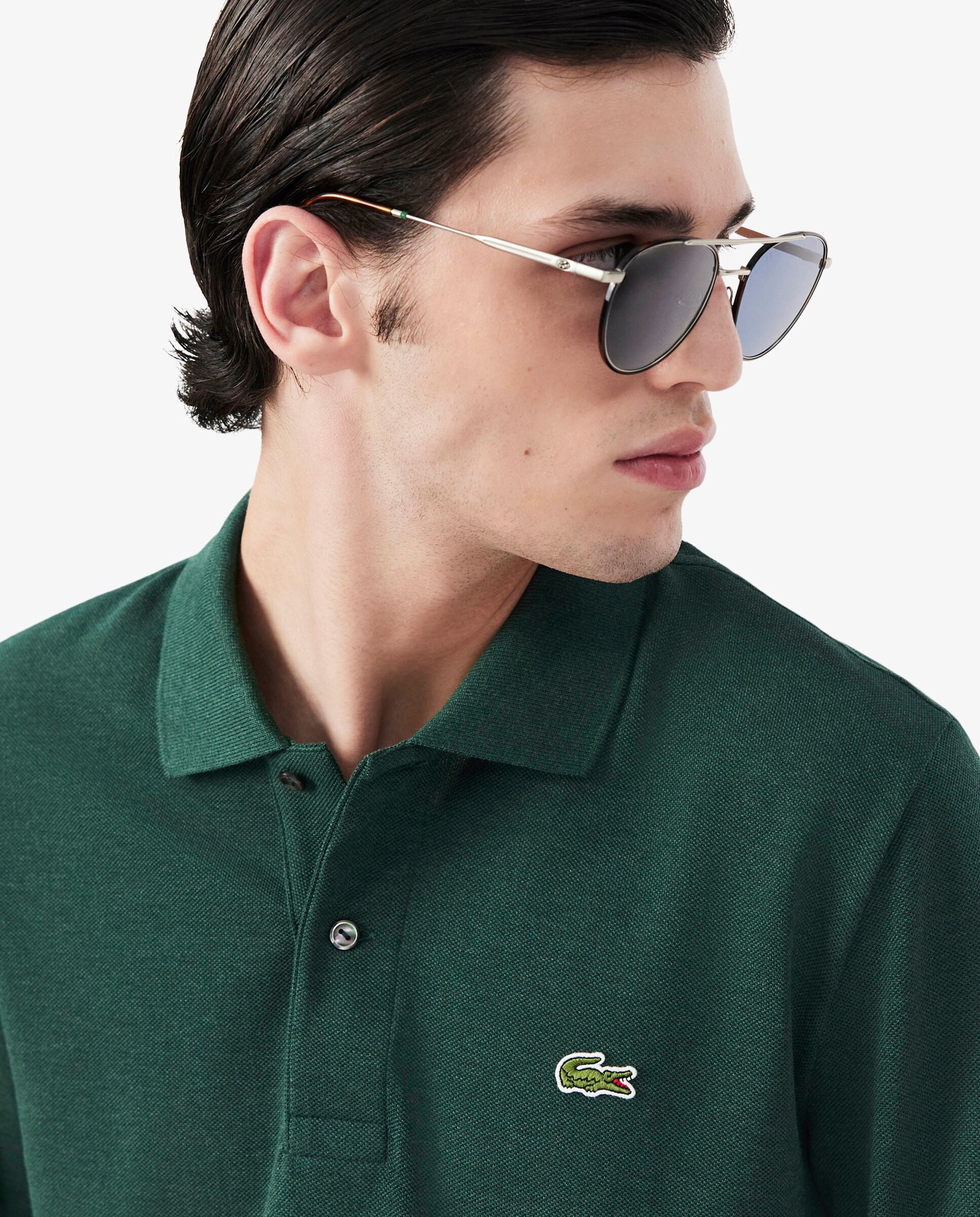 Polo de hombre de corte clásico de manga larga - Lacoste - Verde oscuro Verde oscuro-3