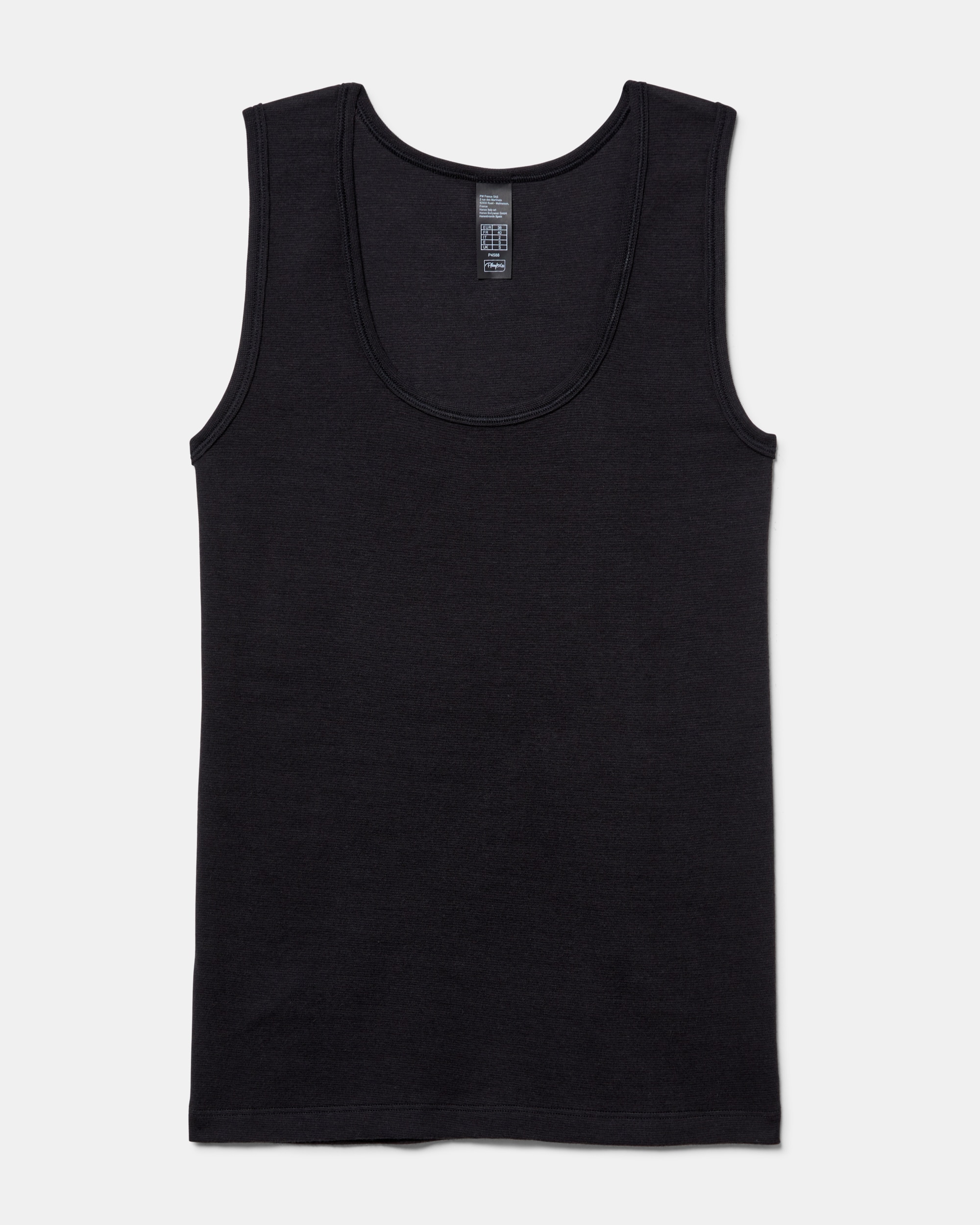 Camiseta interior de mujer de tirantes anchos sin costuras laterales - Playtex - Negro Negro-4