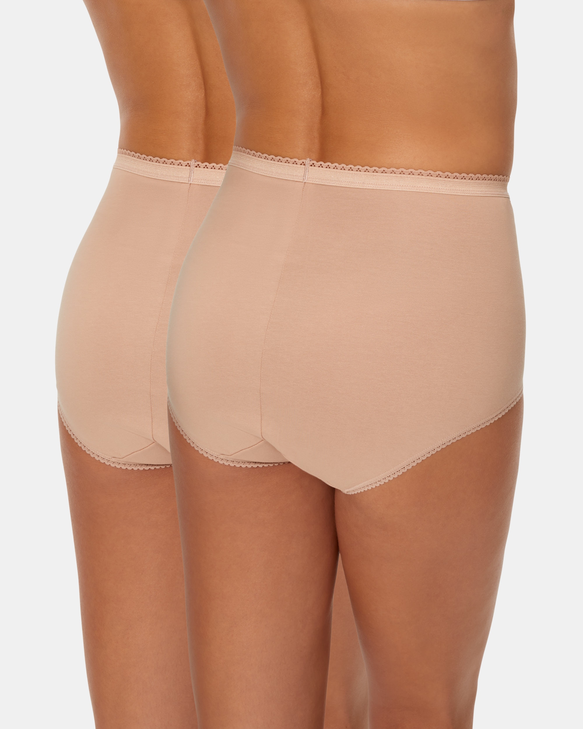Pack de dos bragas maxi de algodón elástico con encaje - Playtex - Natural Natural-2