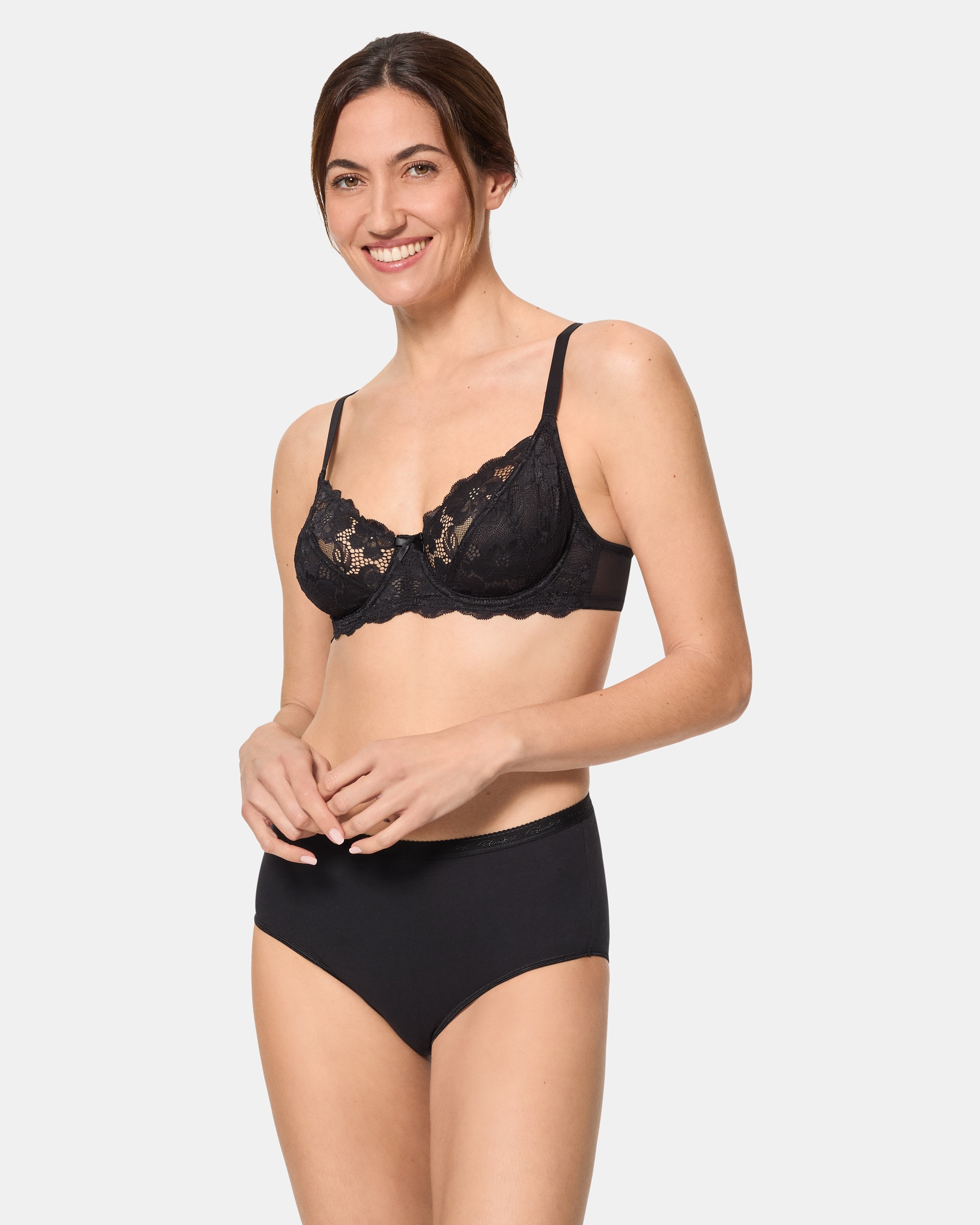 Sujetador con aros de encaje floral - Playtex - Negro Negro-3