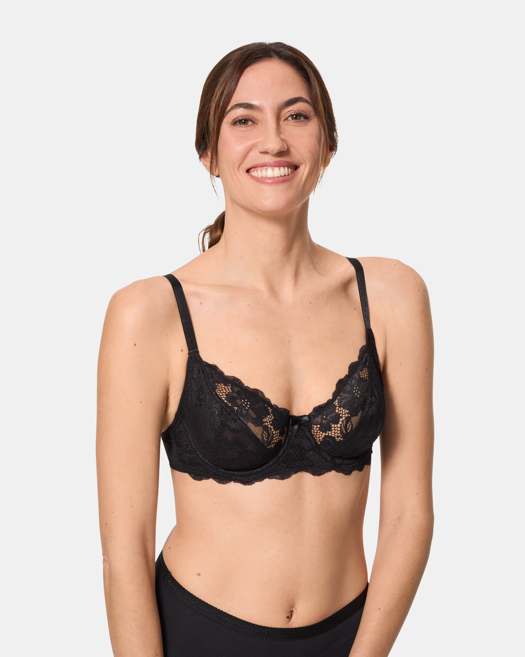 Imagen 1 de Sujetador con aros de encaje floral - Playtex - Negro Negro