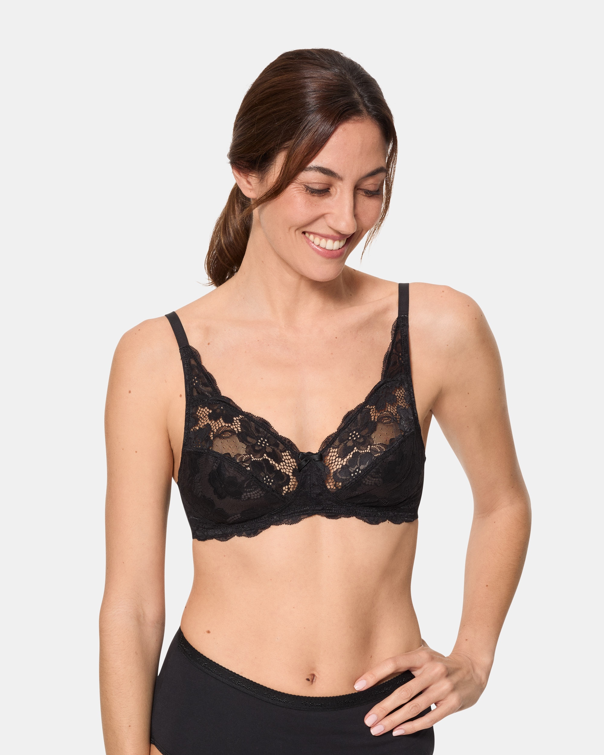 Sujetador sin aros con encaje floral - Playtex - Negro Negro-1