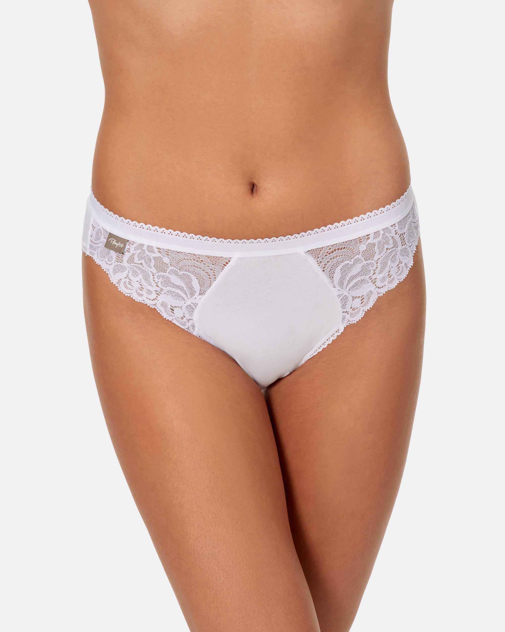 Pack de dos bragas de algodón con encaje - Playtex - Blanco Blanco-1