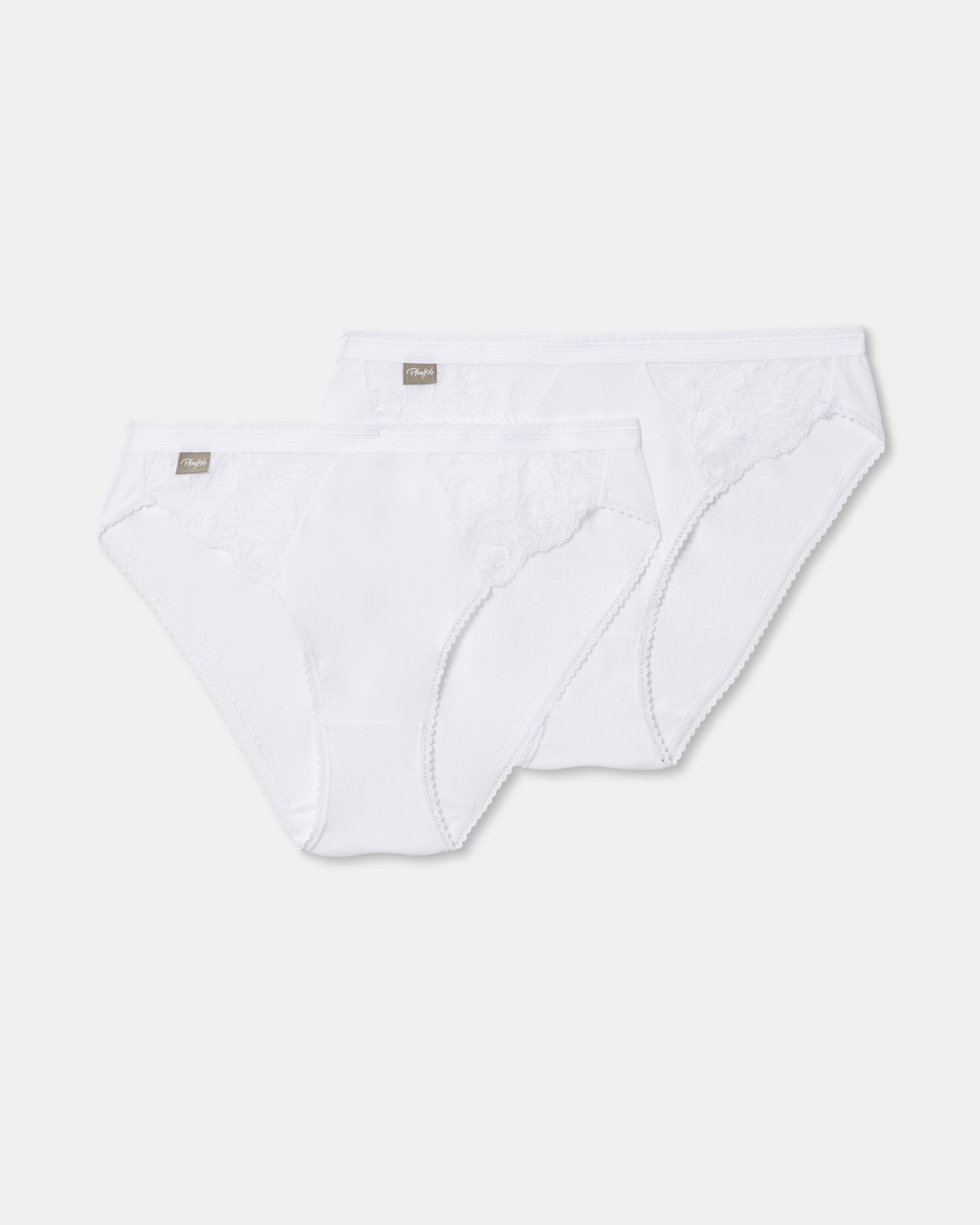 Pack de dos bragas de algodón con encaje - Playtex - Blanco Blanco-4