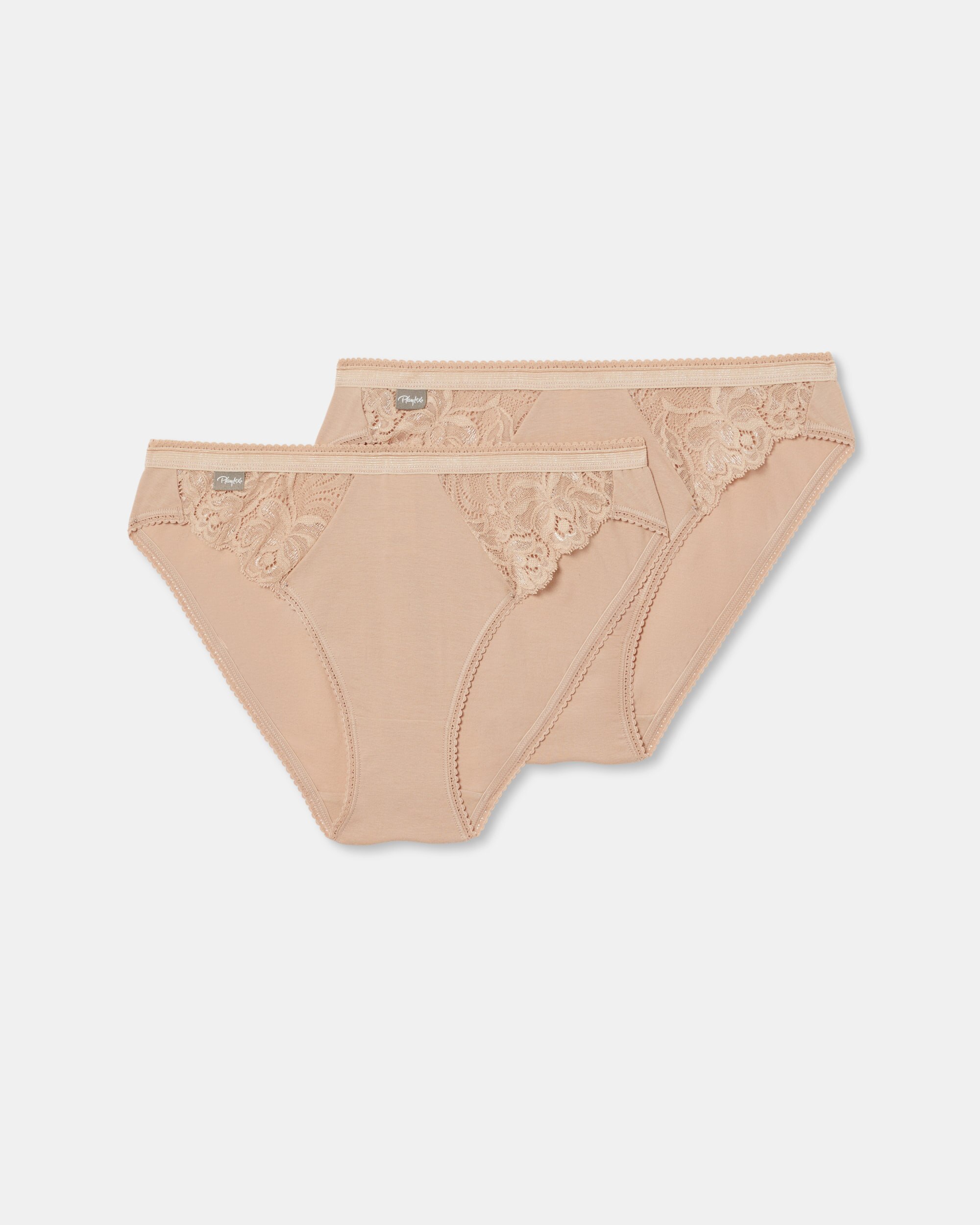 Pack de dos bragas de algodón con encaje - Playtex - Natural Natural-4