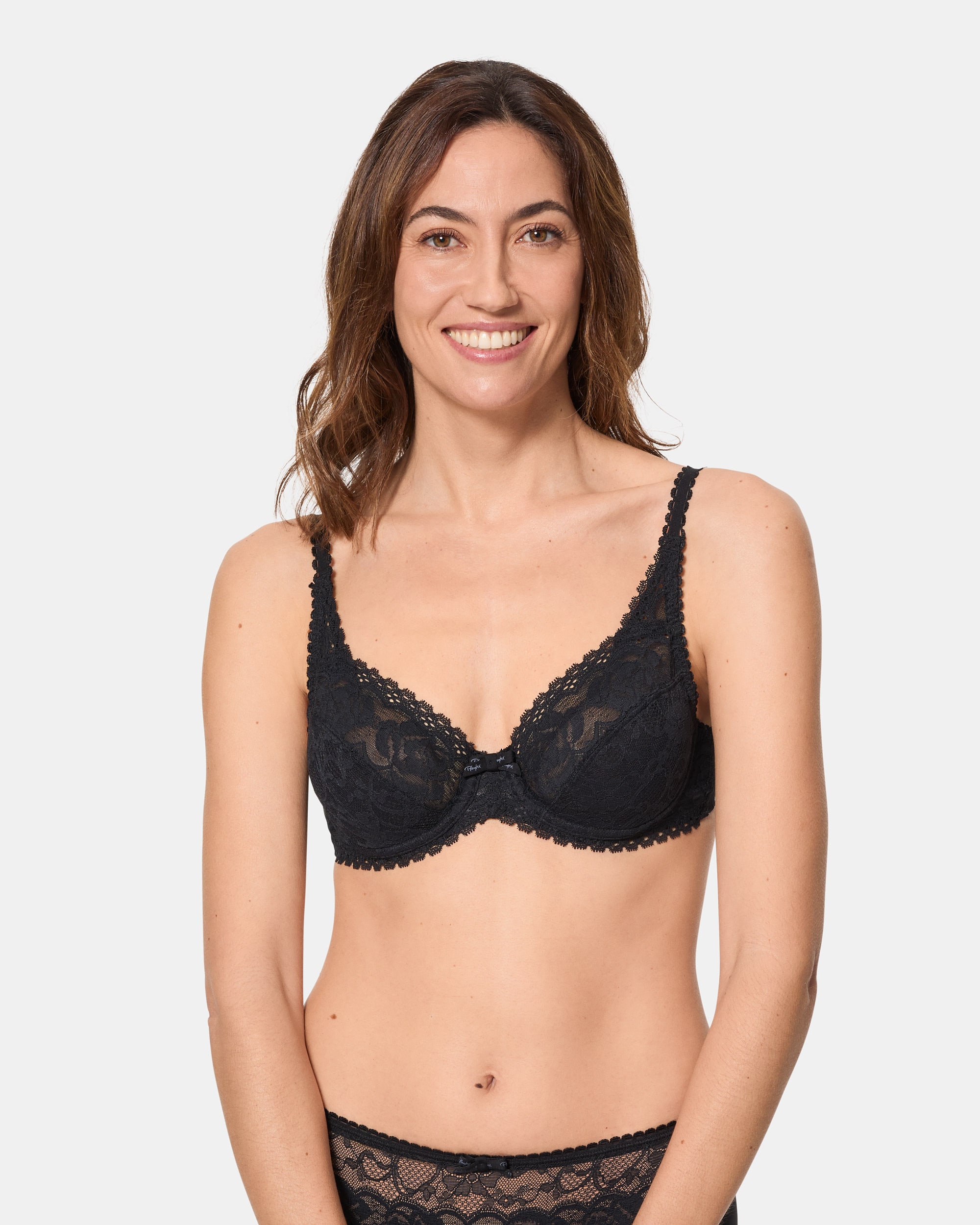 Sujetador con aro de encaje reciclado floral - Playtex - Negro Negro-1