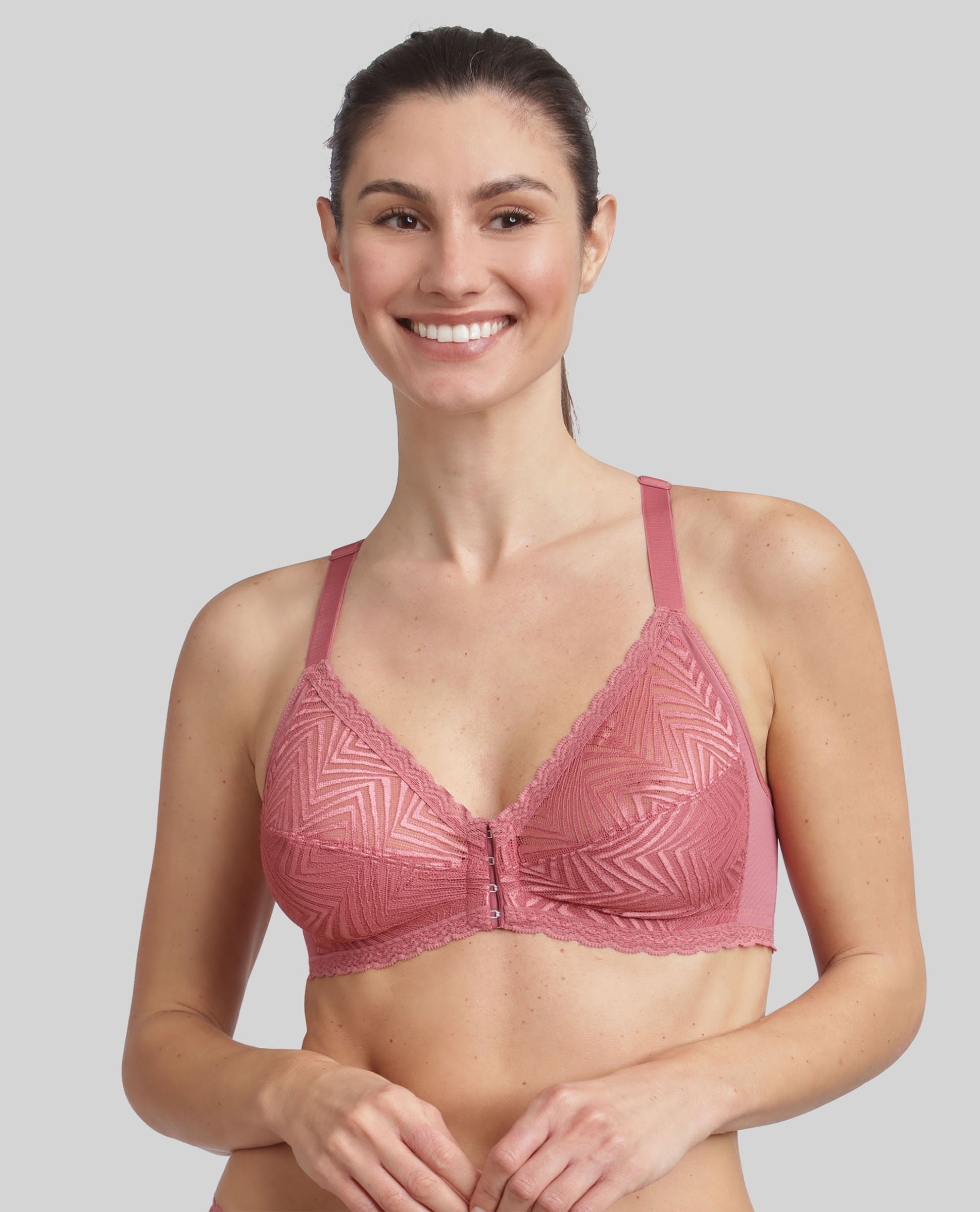 Sujetador sin aros de encaje con apertura frontal - Playtex - Rosa Rosa-1