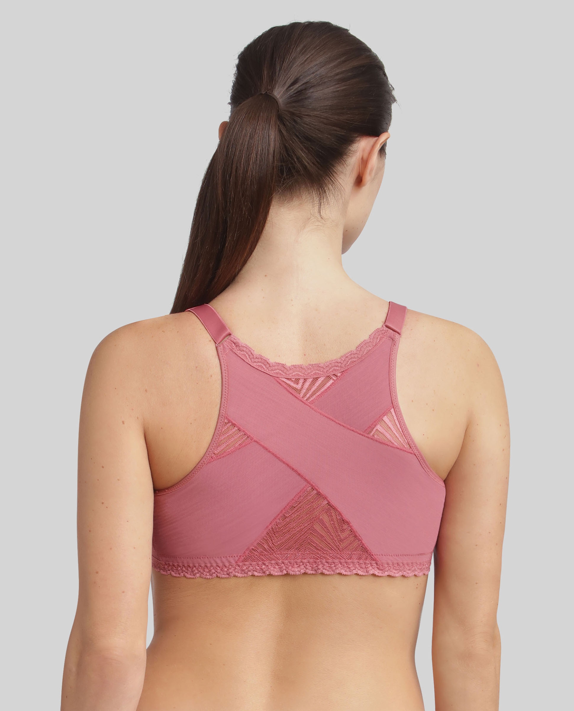 Sujetador sin aros de encaje con apertura frontal - Playtex - Rosa Rosa-2