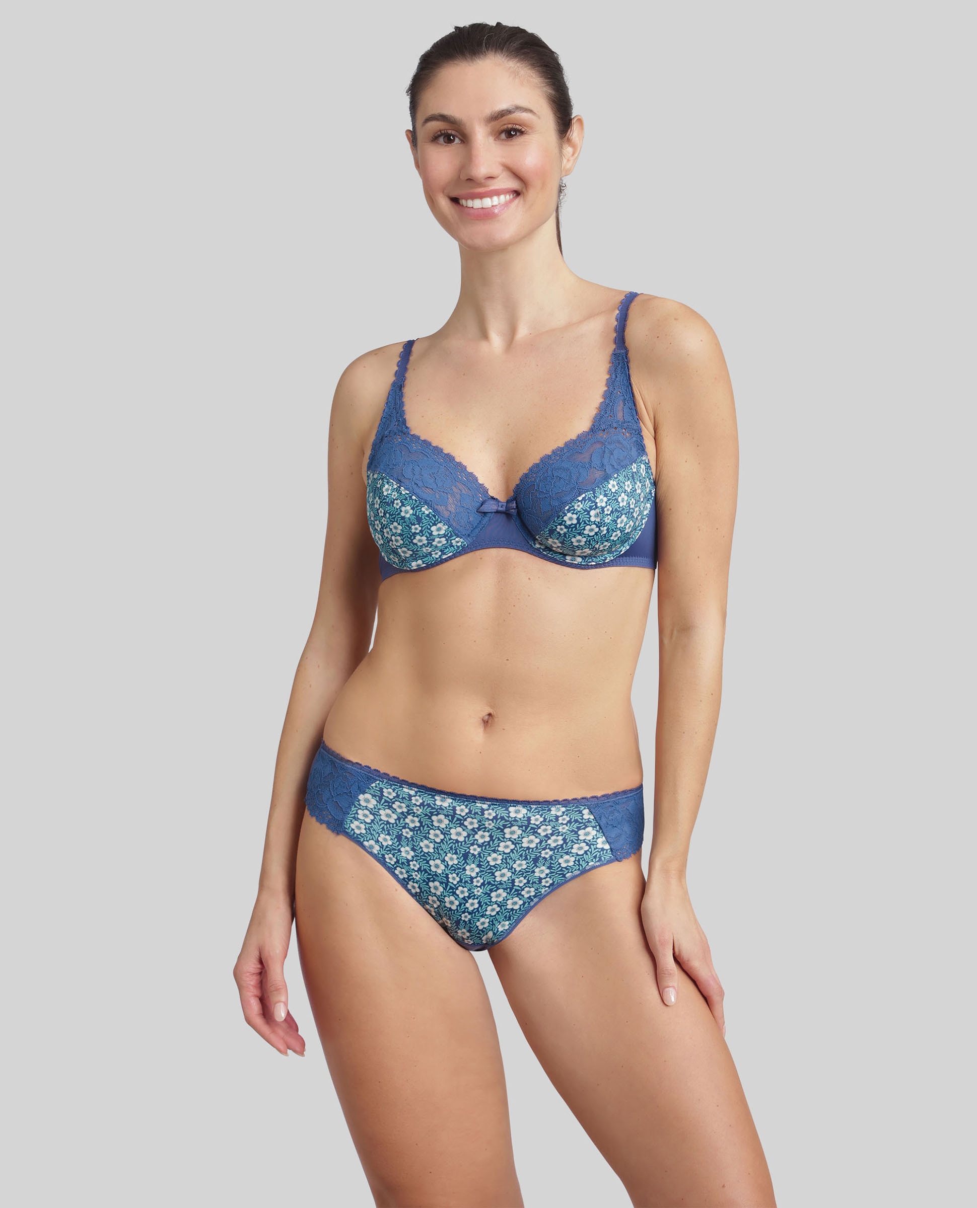 Braga clásica con encaje floral delantero - Playtex - Azul Azul-3