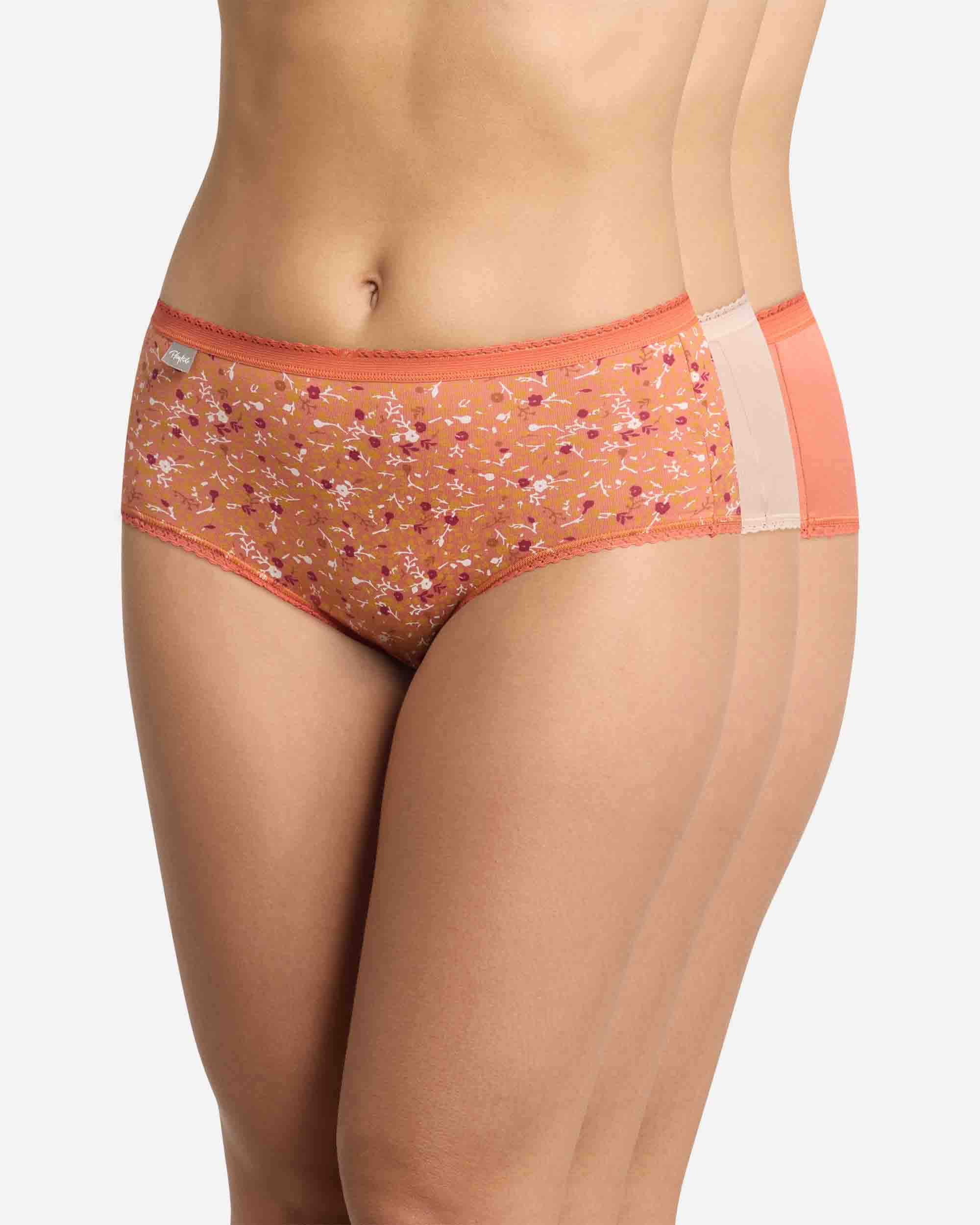 Pack de 3 bragas midi de algodón cotton stretch - Playtex - Multicolor Multicolor-1