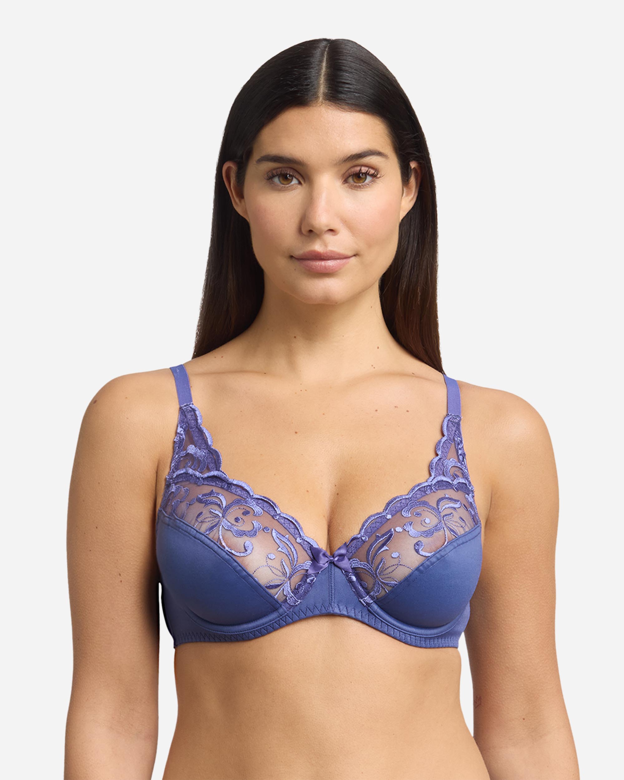 Imagen 0 de Sujetador con aros de microfibra y bordados Azul