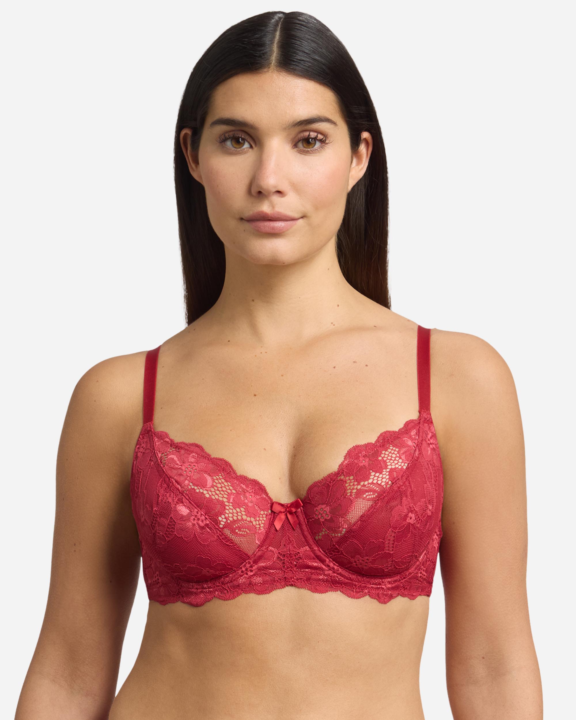 Sujetador con aros de encaje floral - Playtex - Rojo Rojo-1