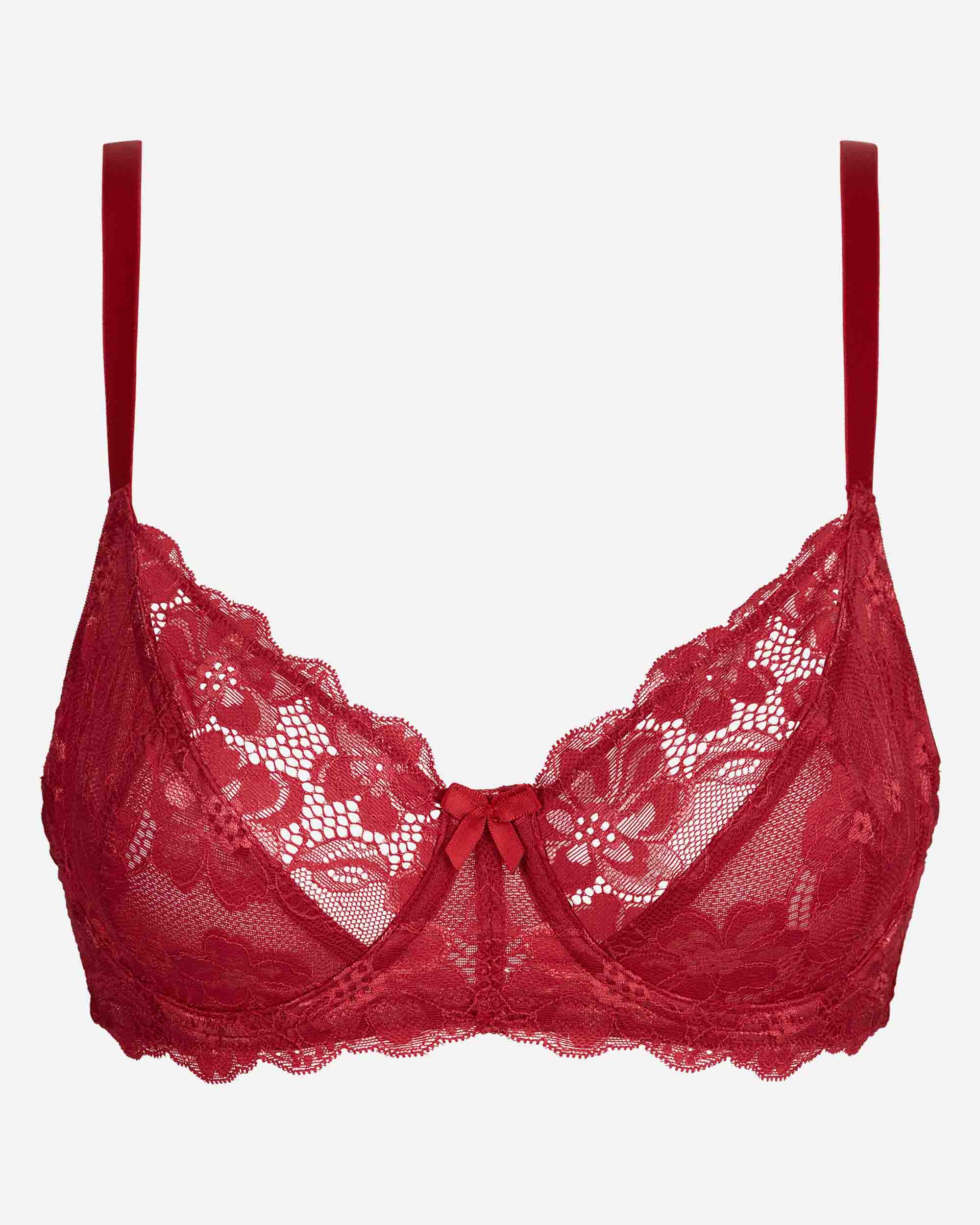 Sujetador con aros de encaje floral - Playtex - Rojo Rojo-5