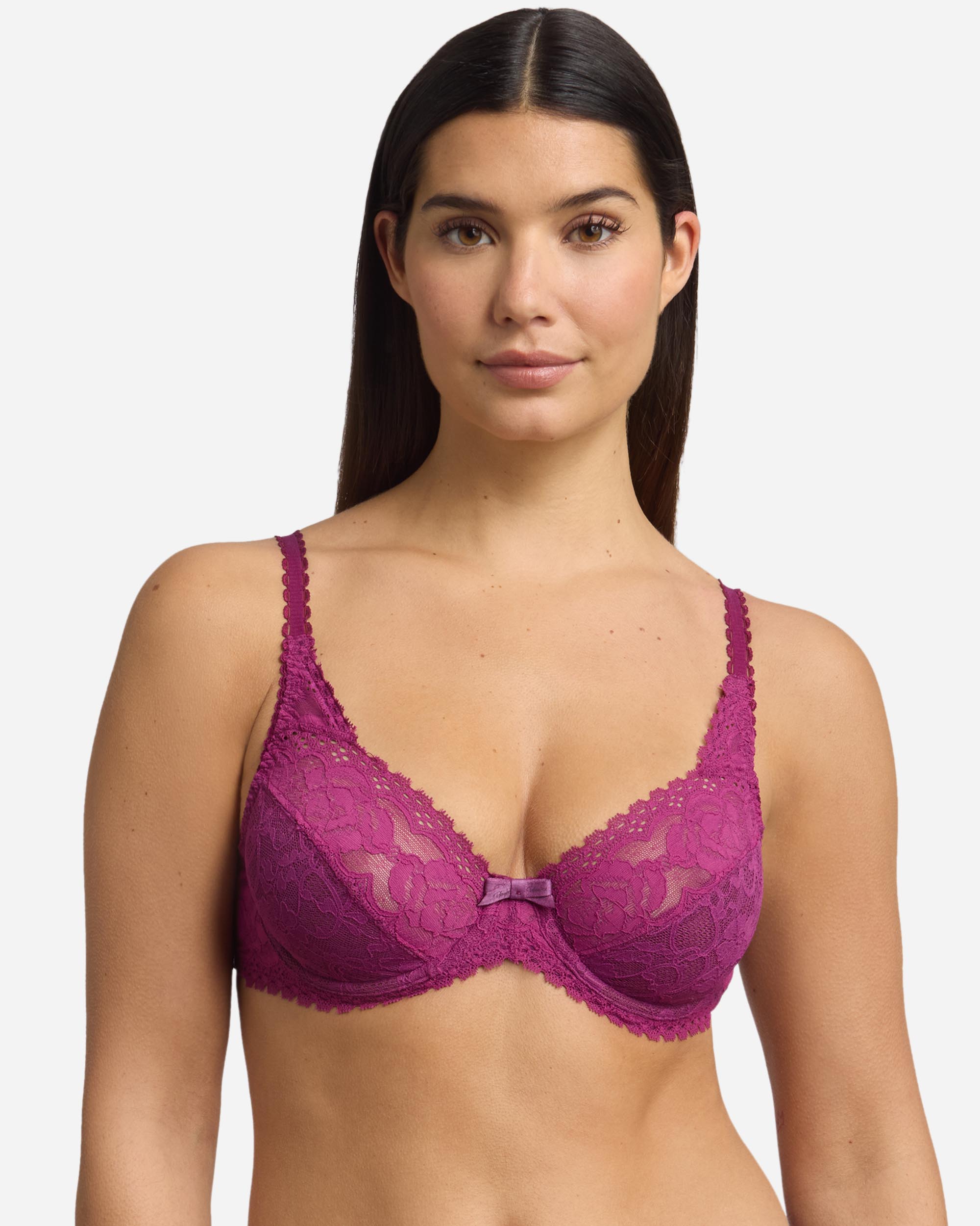 Imagen 0 de Sujetador con aro de encaje reciclado floral Violeta