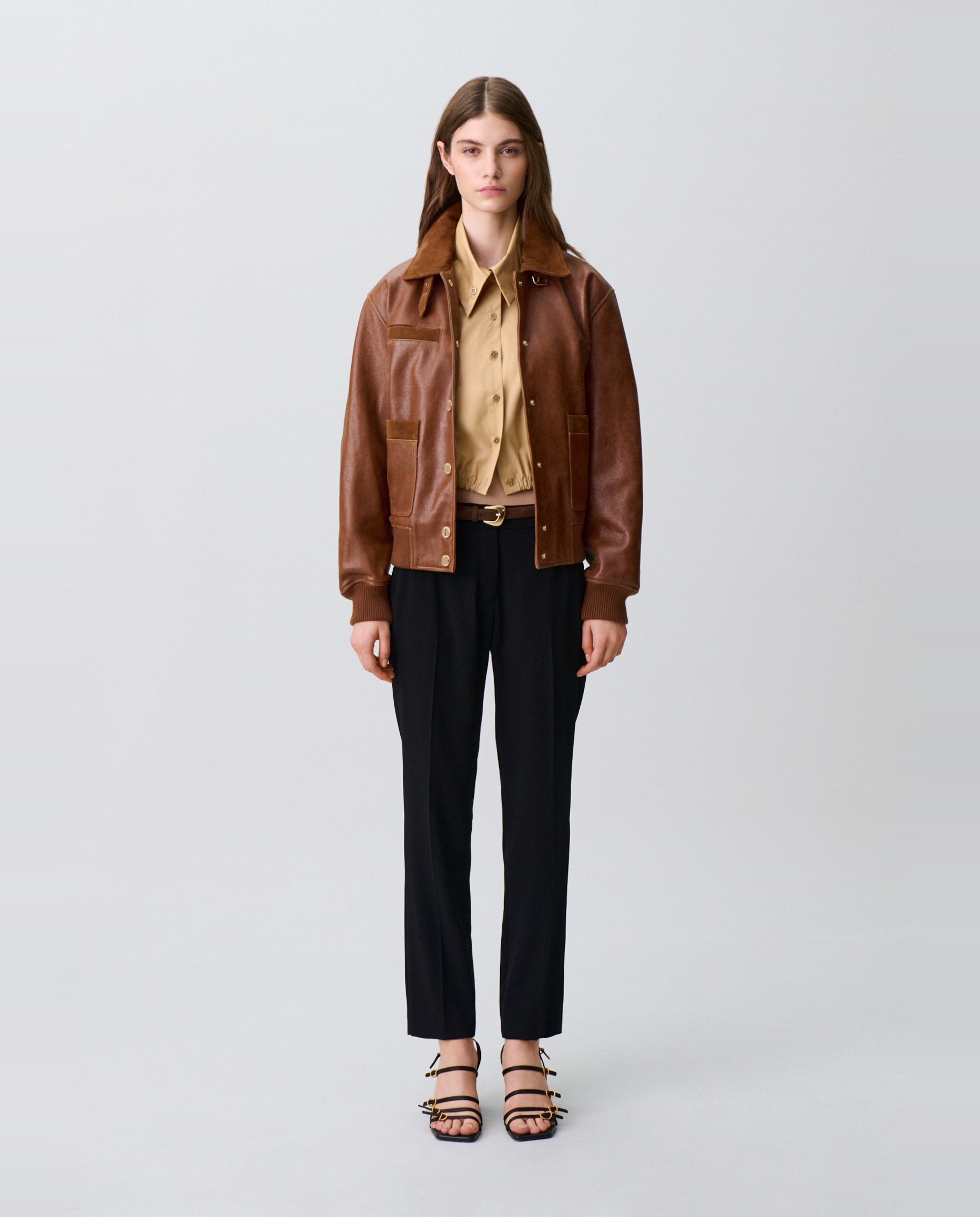Pantalón recto de mujer de tiro medio con cremallera - Claudie Pierlot - Negro Negro-2