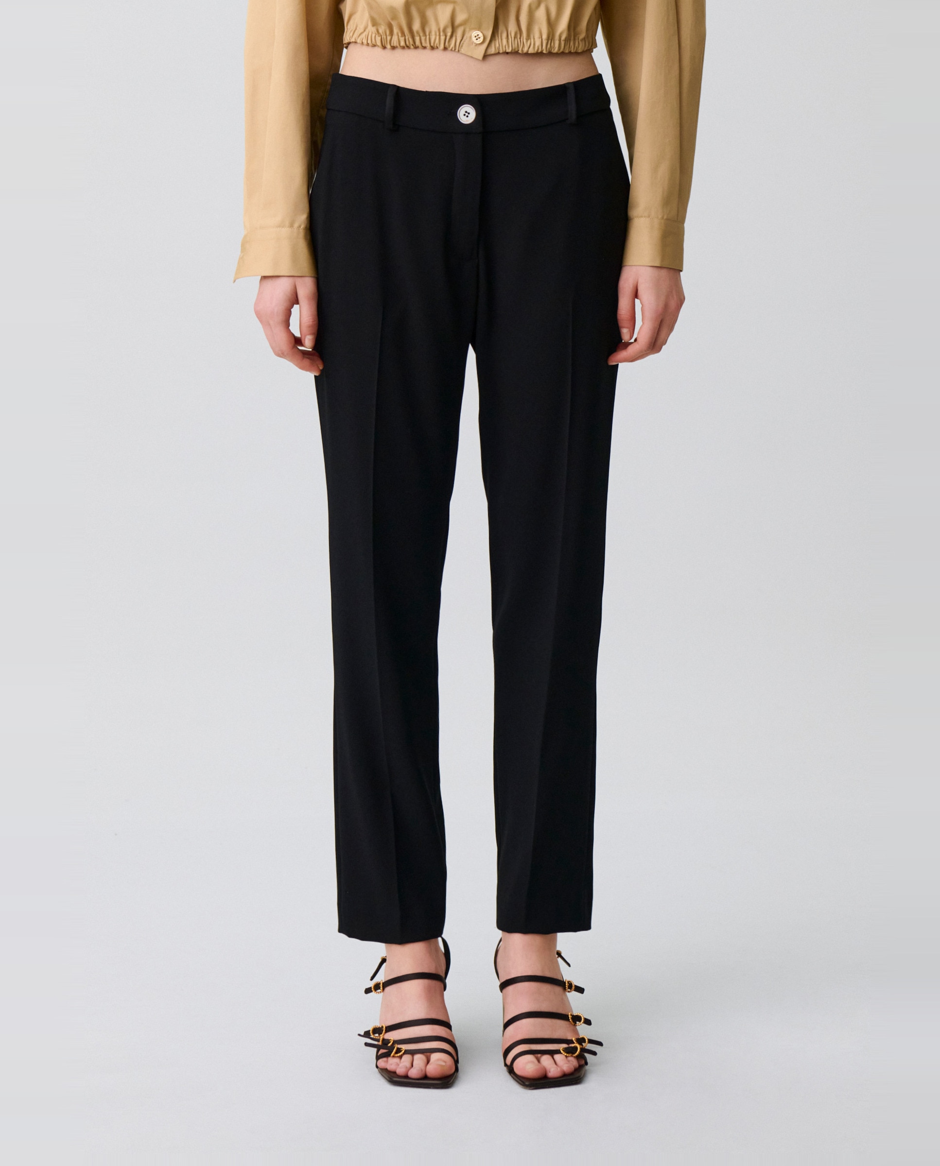 Pantalón recto de mujer de tiro medio con cremallera - Claudie Pierlot - Negro Negro-3