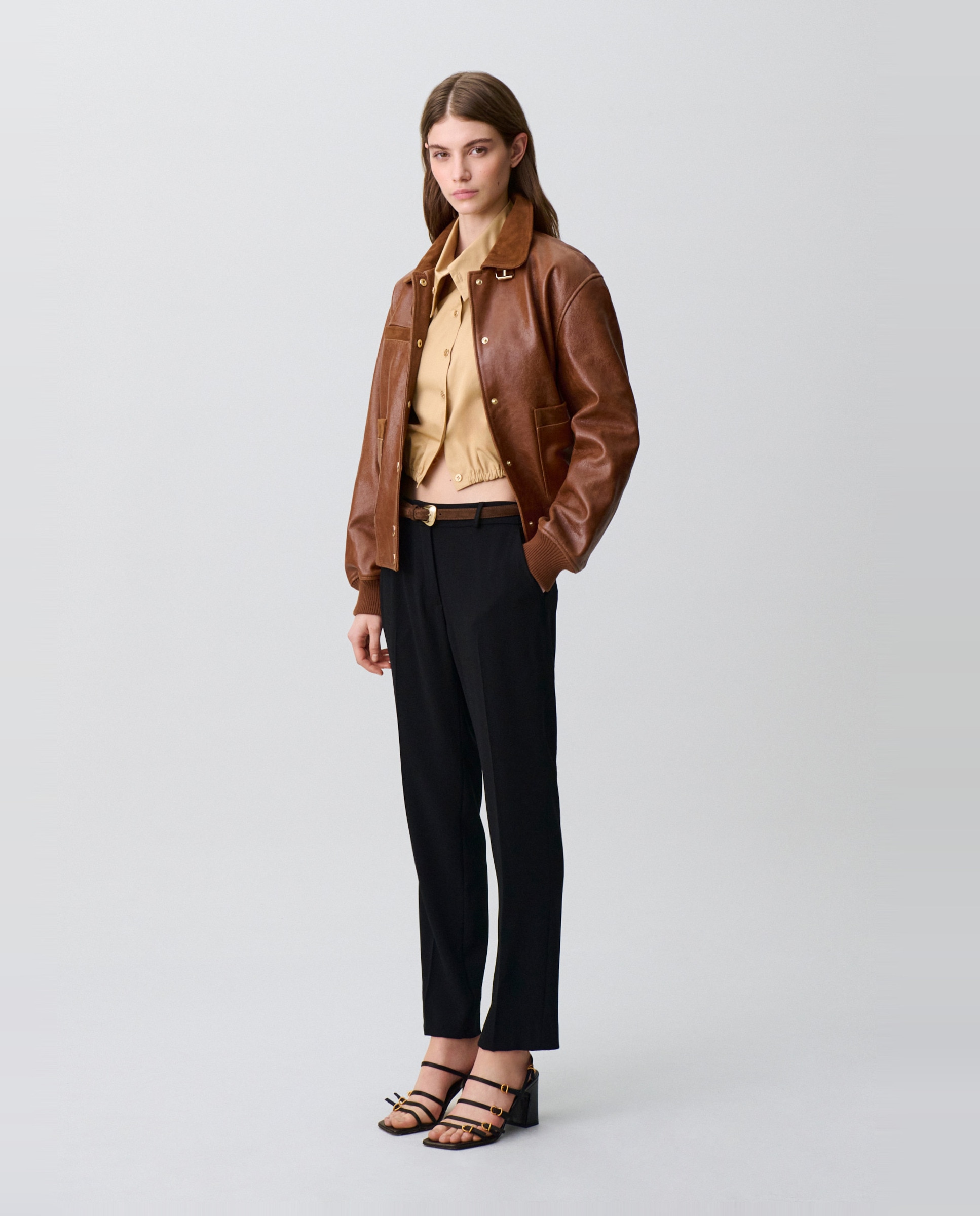 Pantalón recto de mujer de tiro medio con cremallera - Claudie Pierlot - Negro Negro-4