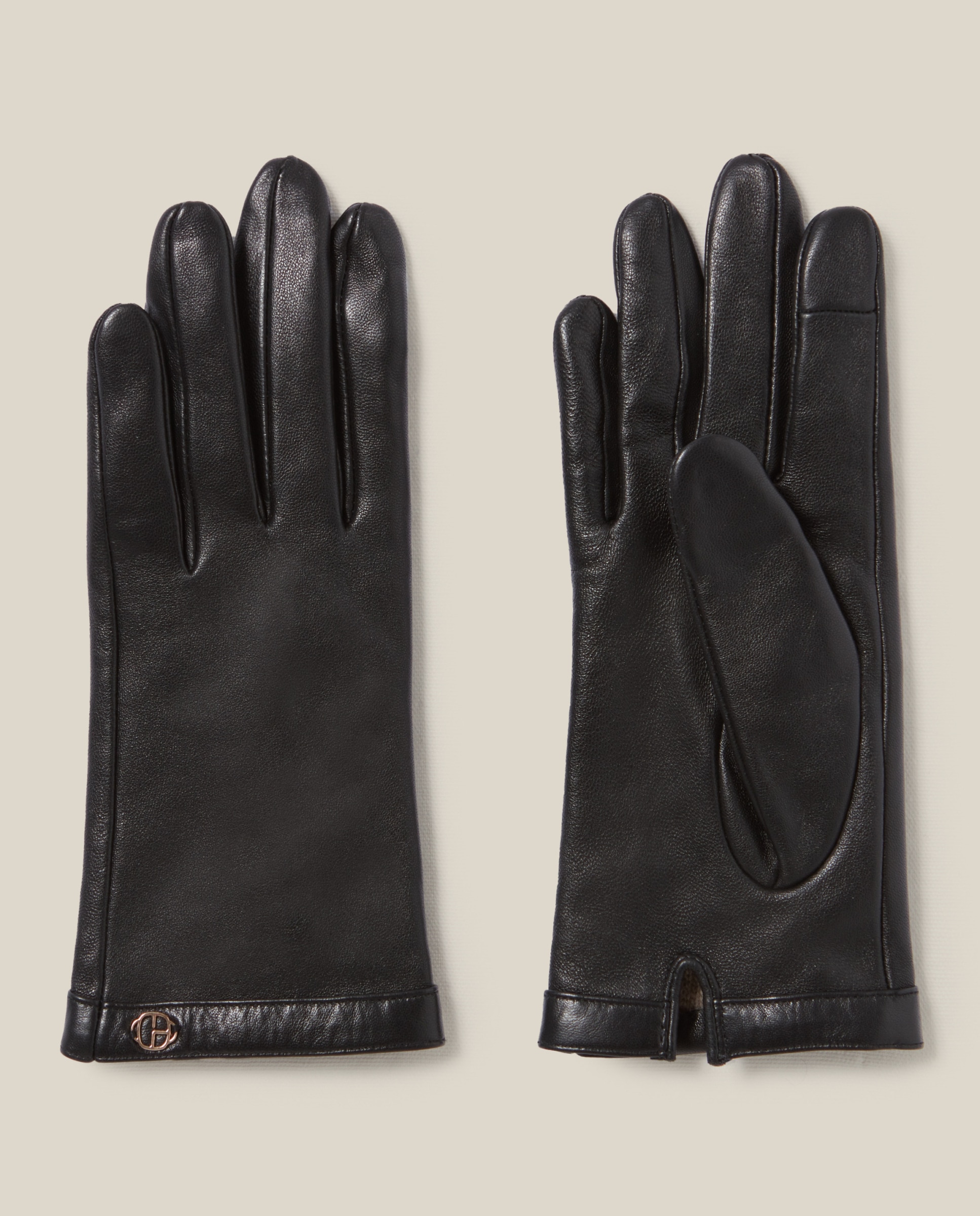Guantes de mujer cuero negro CP dorado