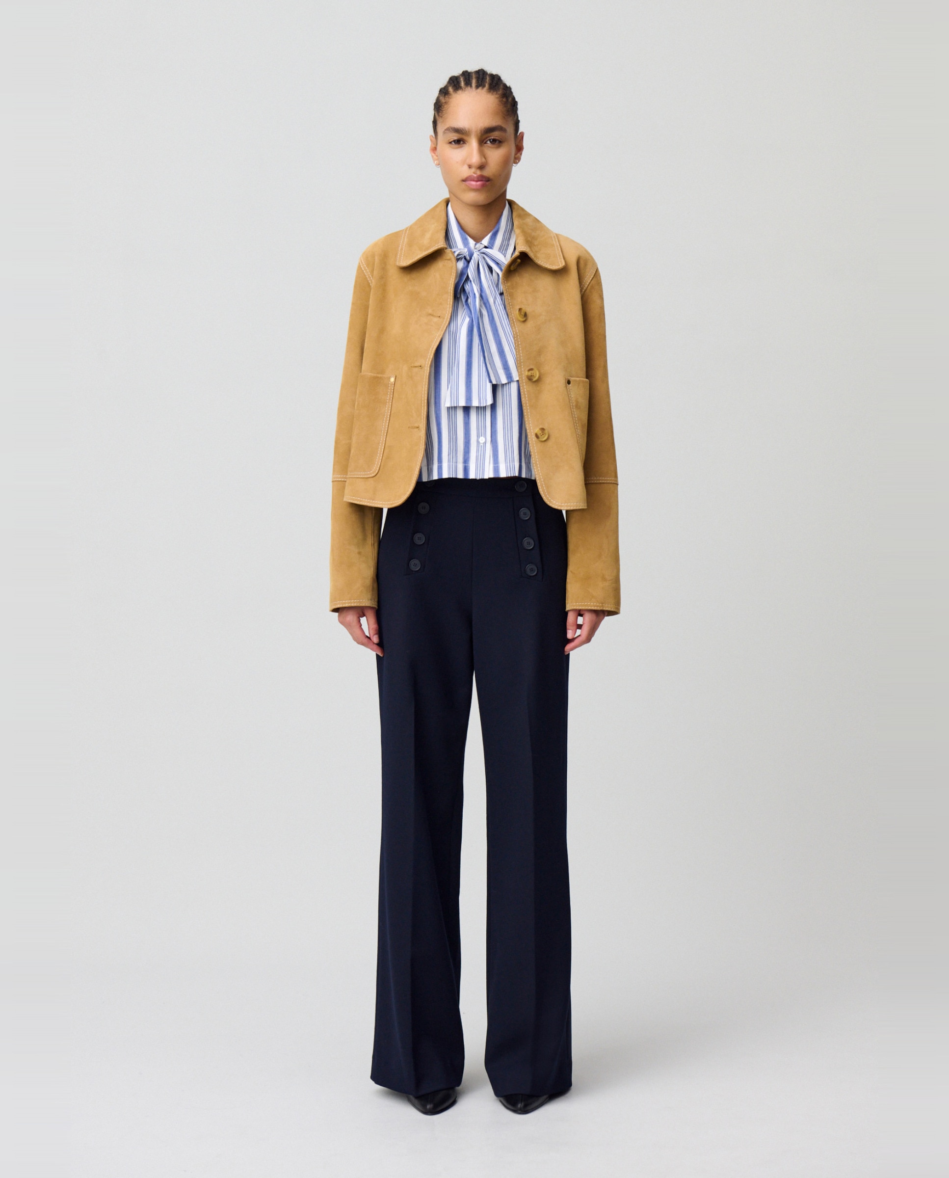 Claudie Pierlot - Pantalón recto de mujer liso con botones.