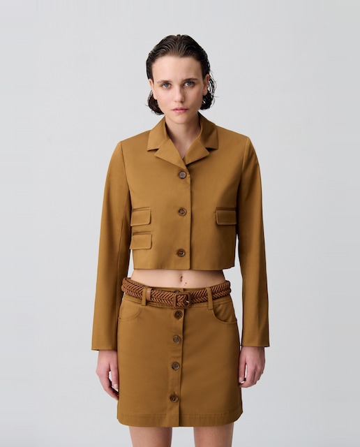 Imagen 0 de Chaqueta de mujer corta con cuello de solapa