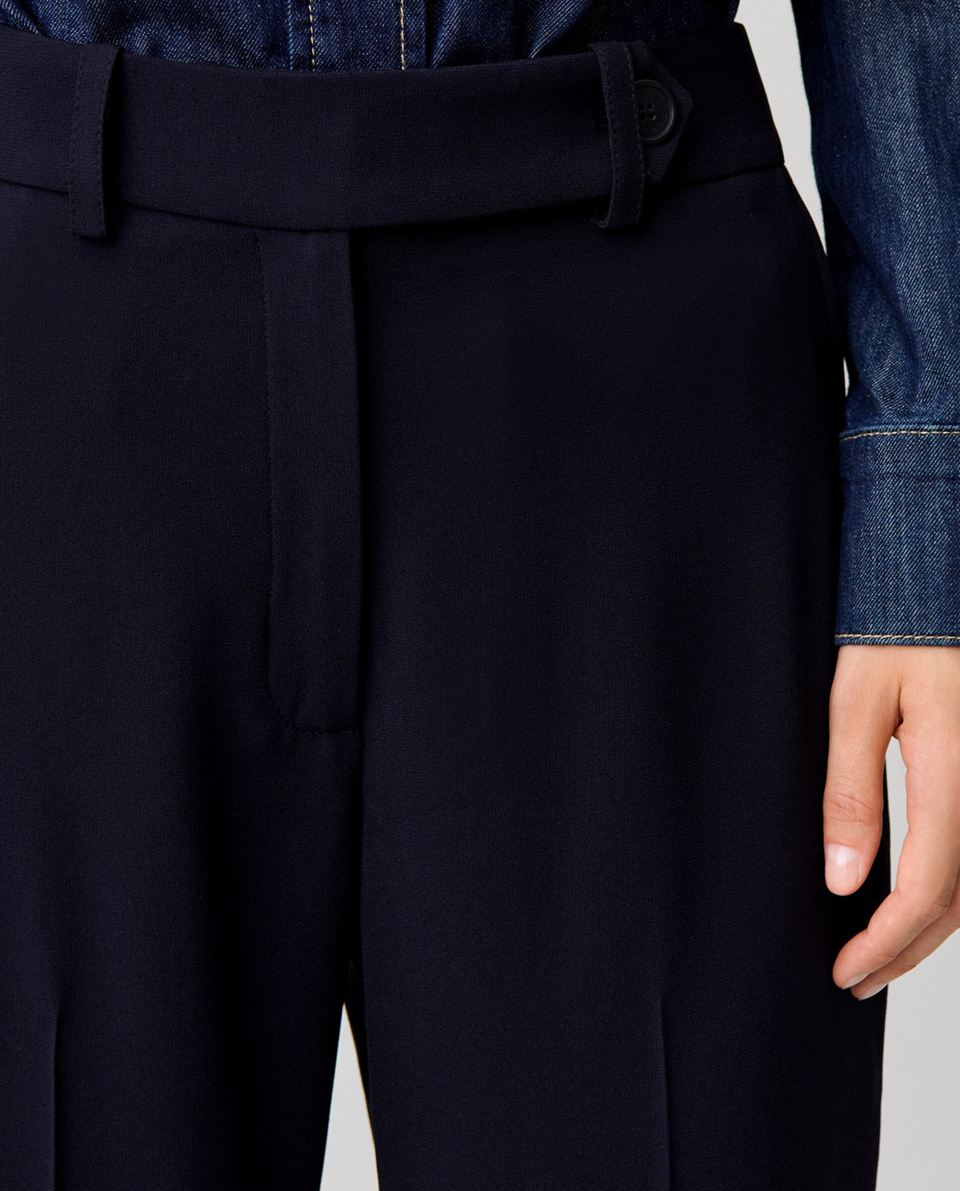 Pantalones de mujer de traje rectos de talle medio con pliegues - Claudie Pierlot - Azul marino Azul marino-4