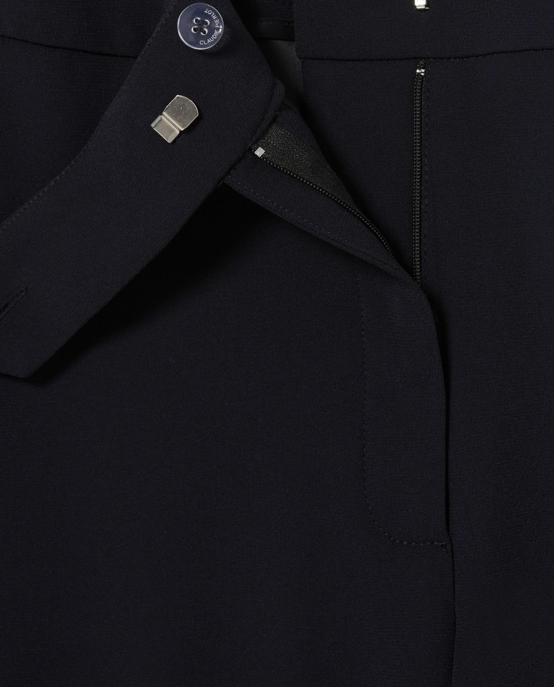 Pantalones de mujer de traje rectos de talle medio con pliegues - Claudie Pierlot - Azul marino Azul marino-7