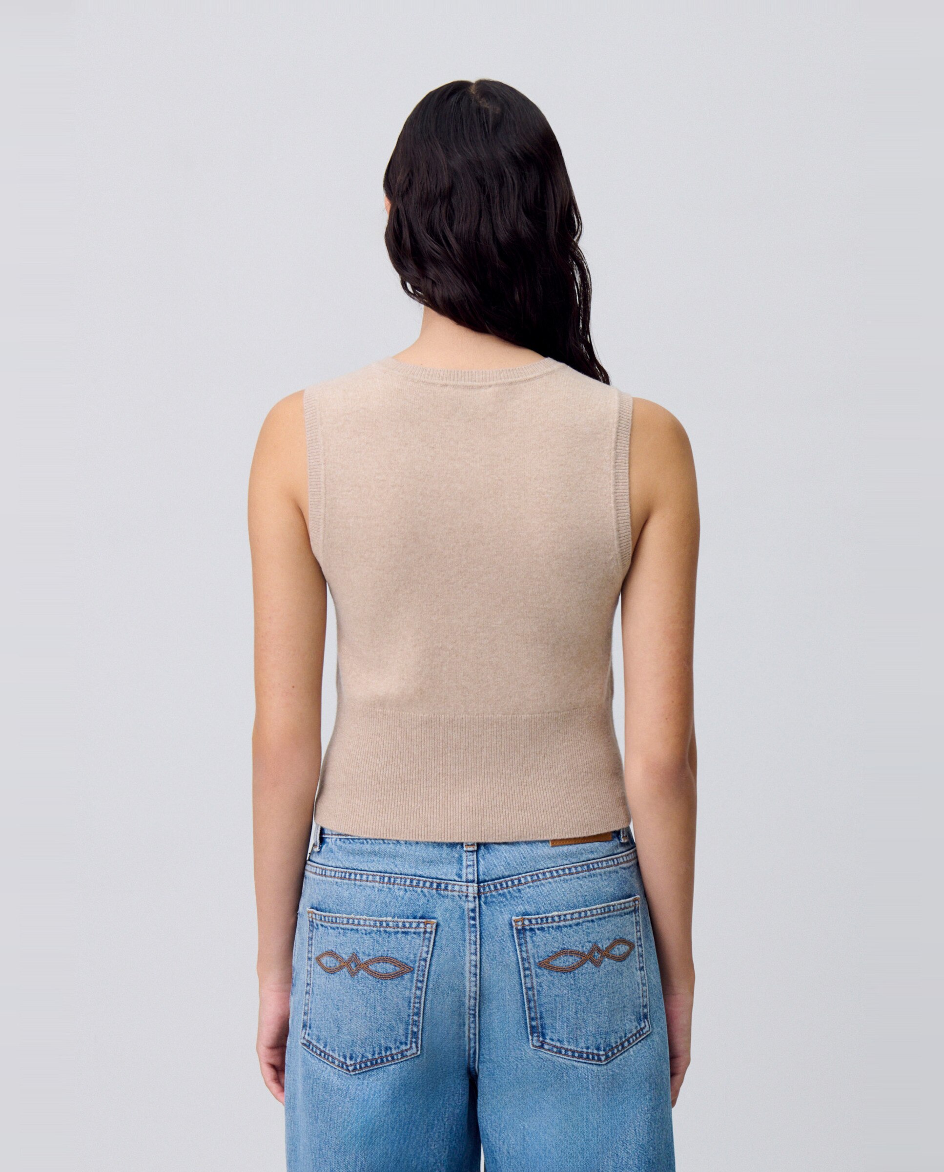 Cárdigan de punto de mujer sin mangas con botones - Claudie Pierlot - Beige Beige-3