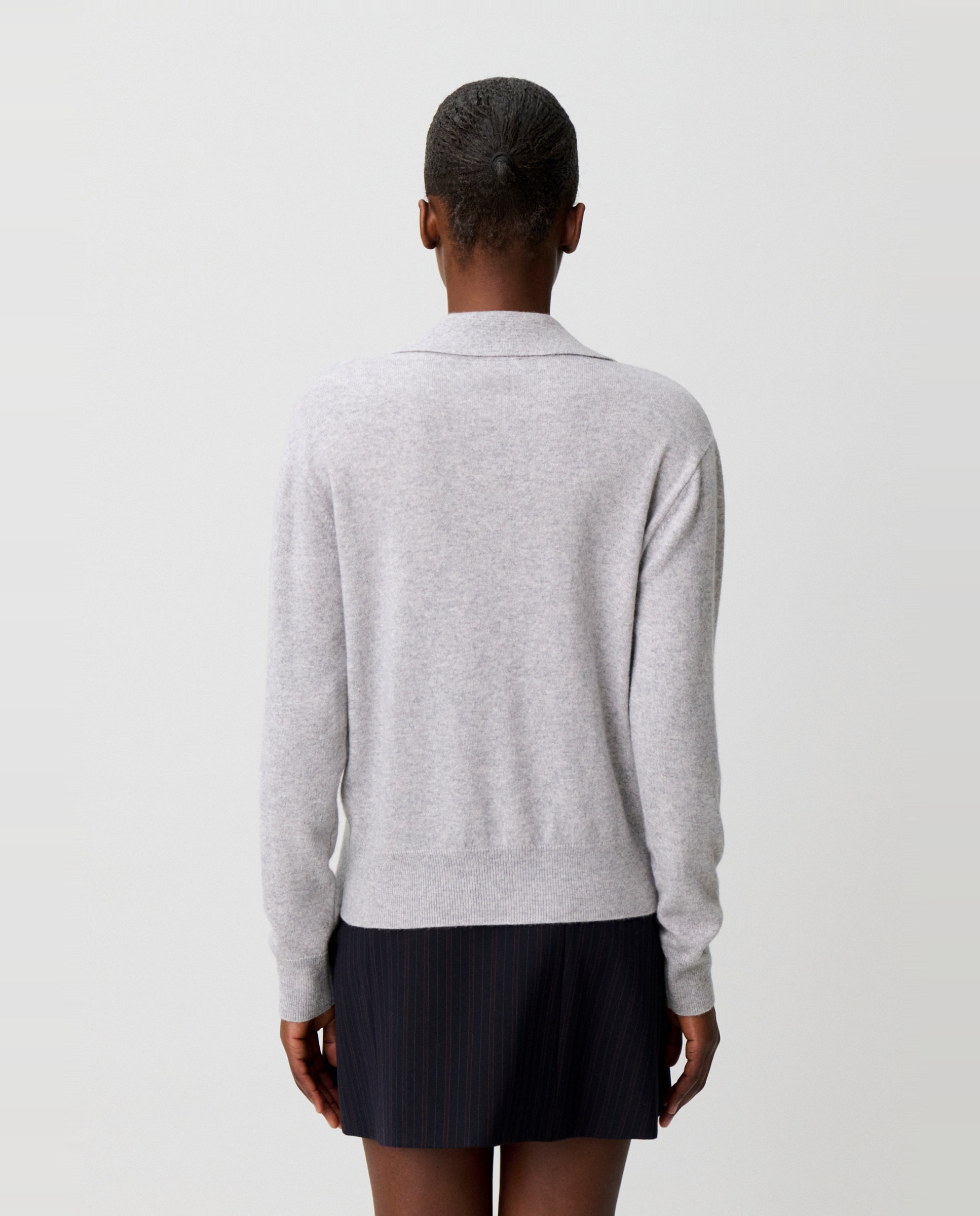 Jersey de mujer de lana con cuello polo de manga larga - Claudie Pierlot - Gris oscuro Gris oscuro-2