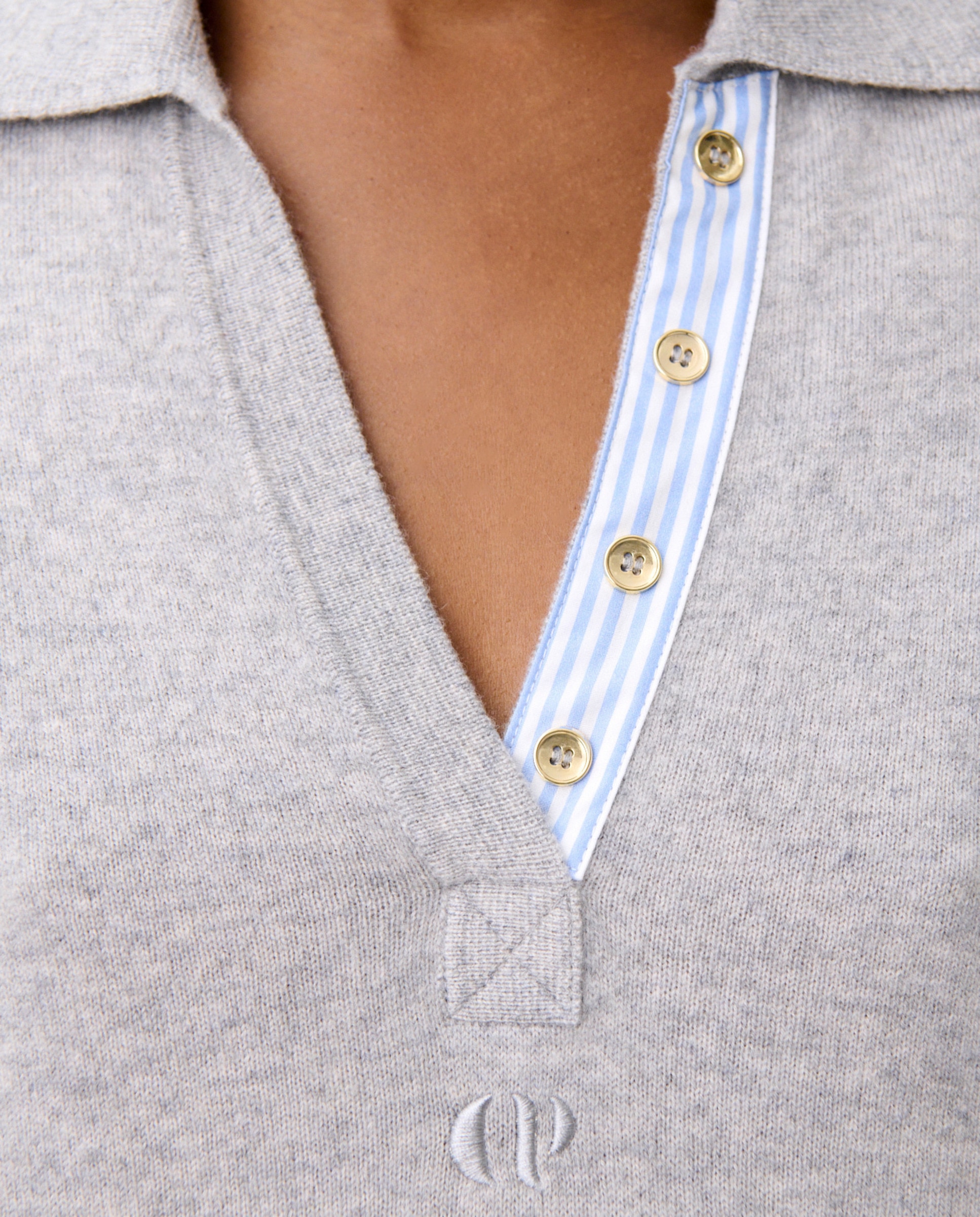 Jersey de mujer de lana con cuello polo de manga larga - Claudie Pierlot - Gris oscuro Gris oscuro-5