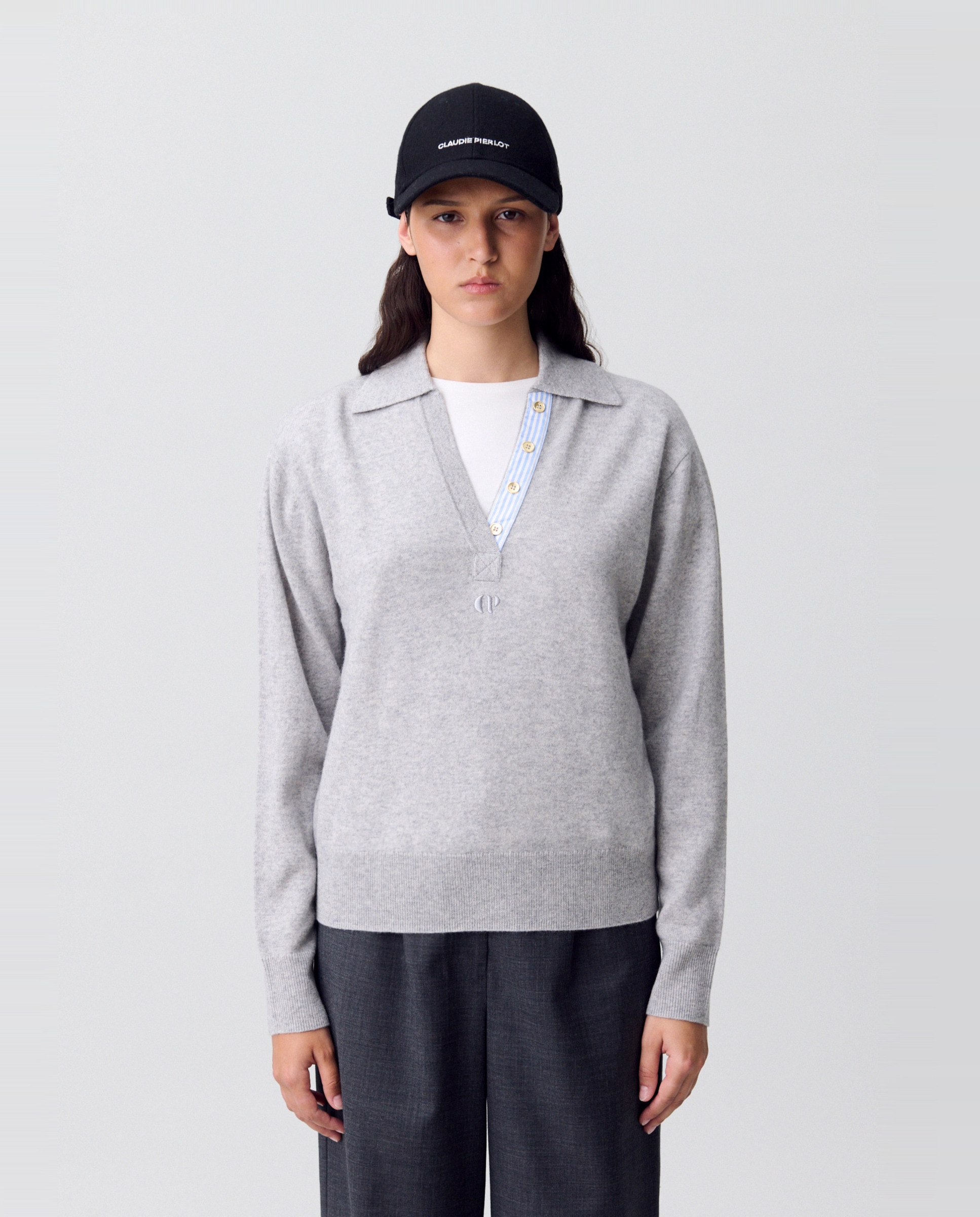 Claudie Pierlot - Jersey de mujer de lana con cuello de polo.