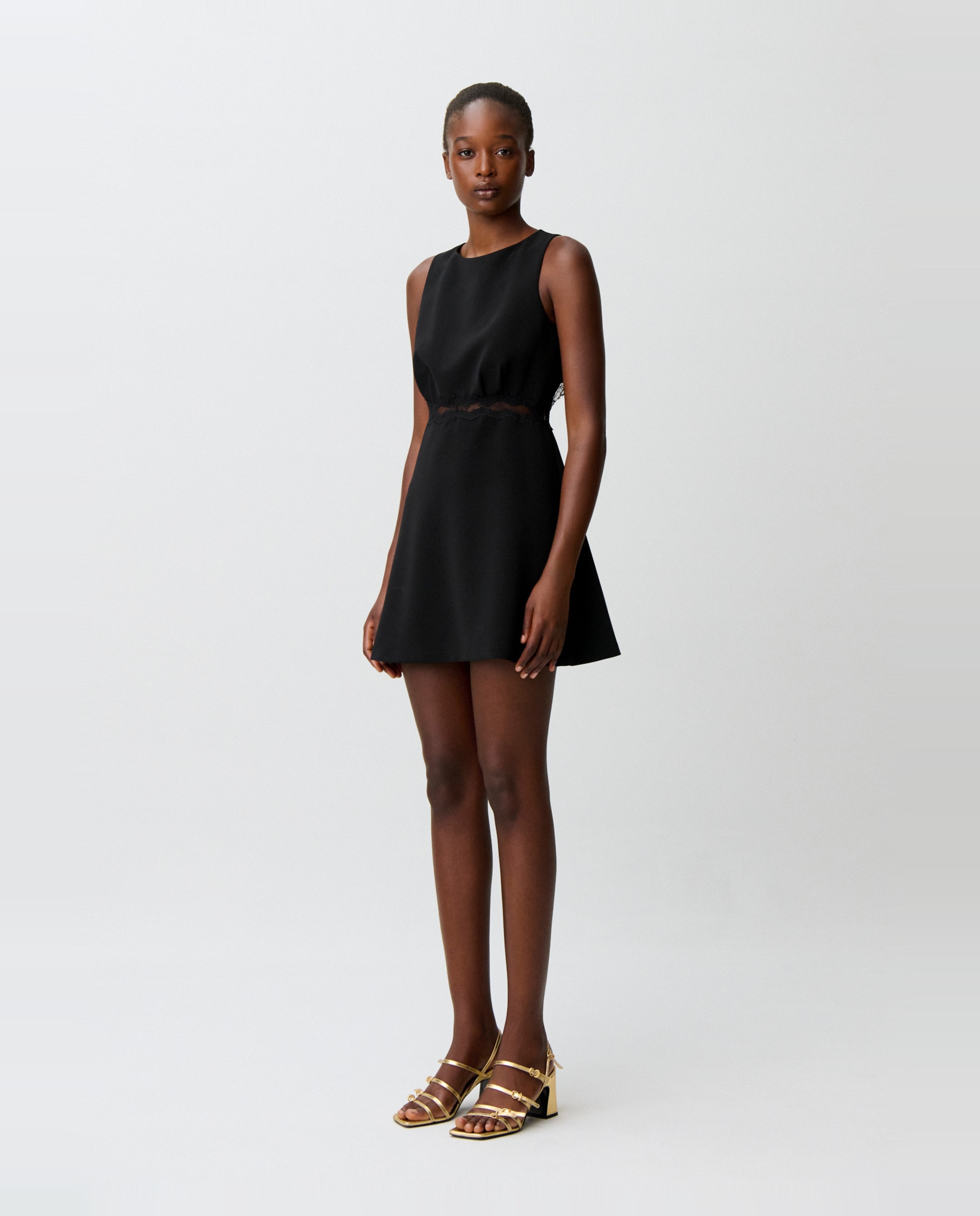 Vestido corto con encaje y espalda descubierta - Claudie Pierlot - Negro Negro-2