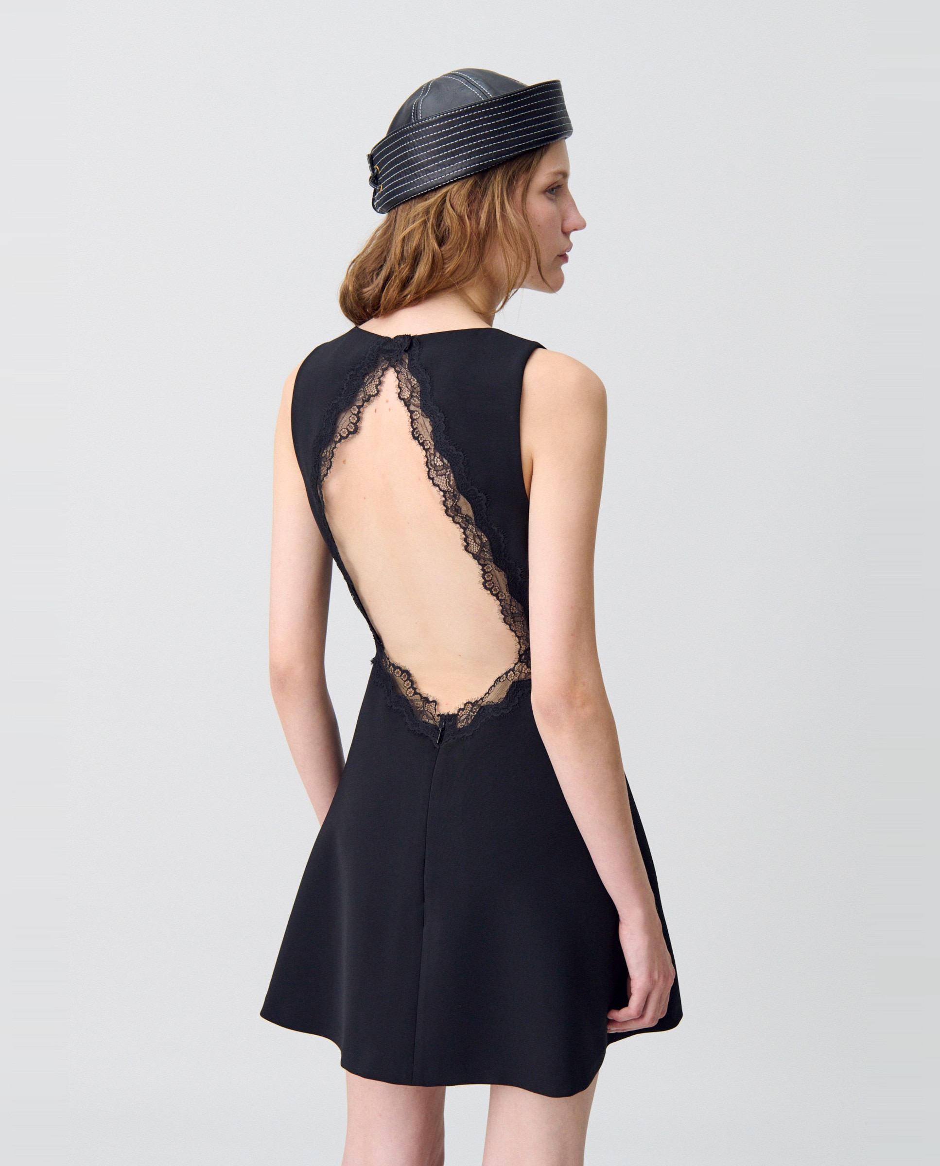 Vestido corto con encaje y espalda descubierta - Claudie Pierlot - Negro Negro-6