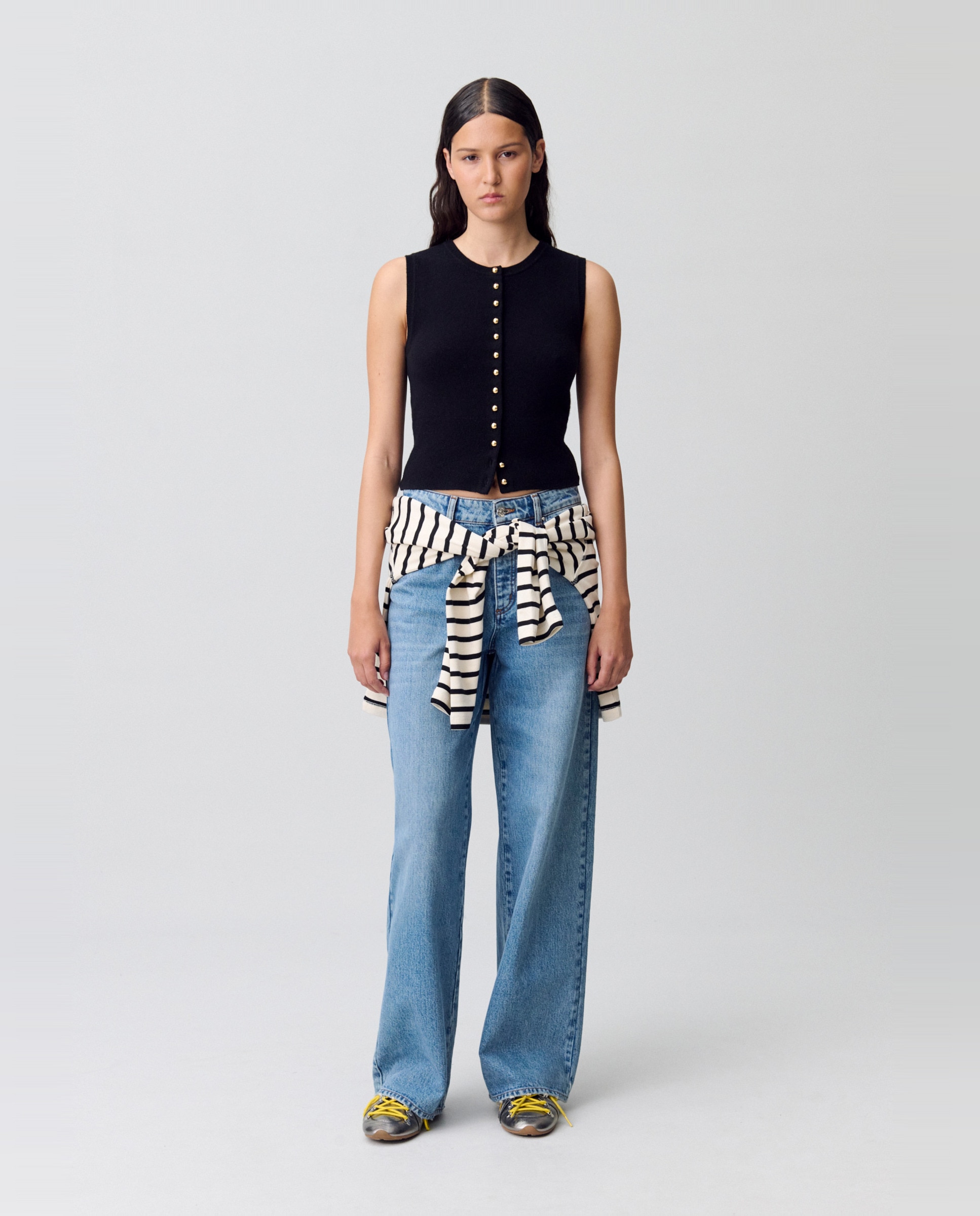 Cárdigan de punto de mujer sin mangas con botones - Claudie Pierlot - Negro Negro-3