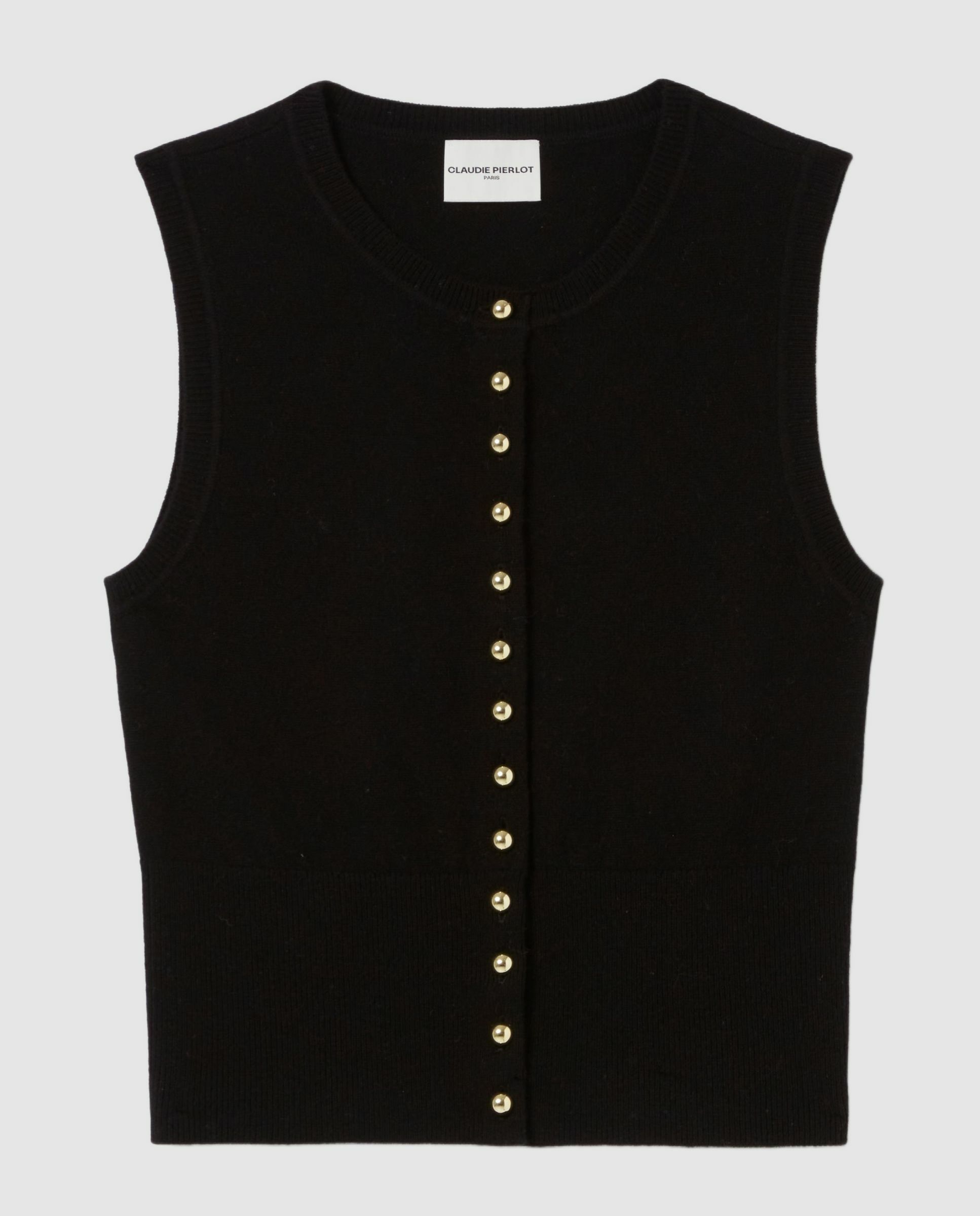 Cárdigan de punto de mujer sin mangas con botones - Claudie Pierlot - Negro Negro-6